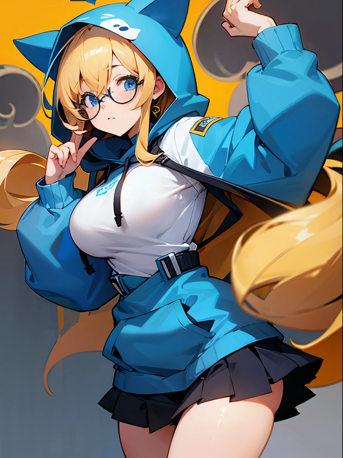 glasses big breasts hoodie skirt