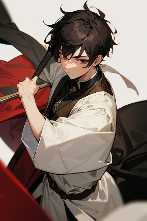 A Male martial artist with black hair and brown eyes