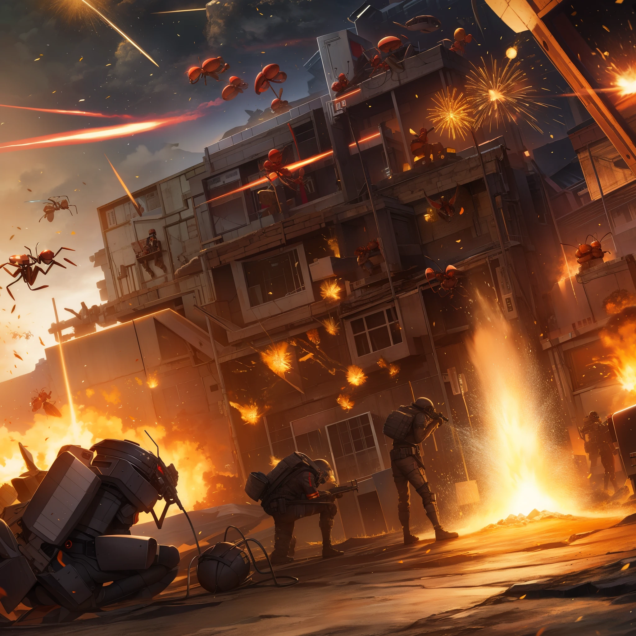 army ants、army corps、swarm of ants、karo、explosions、wasteland、black ant、