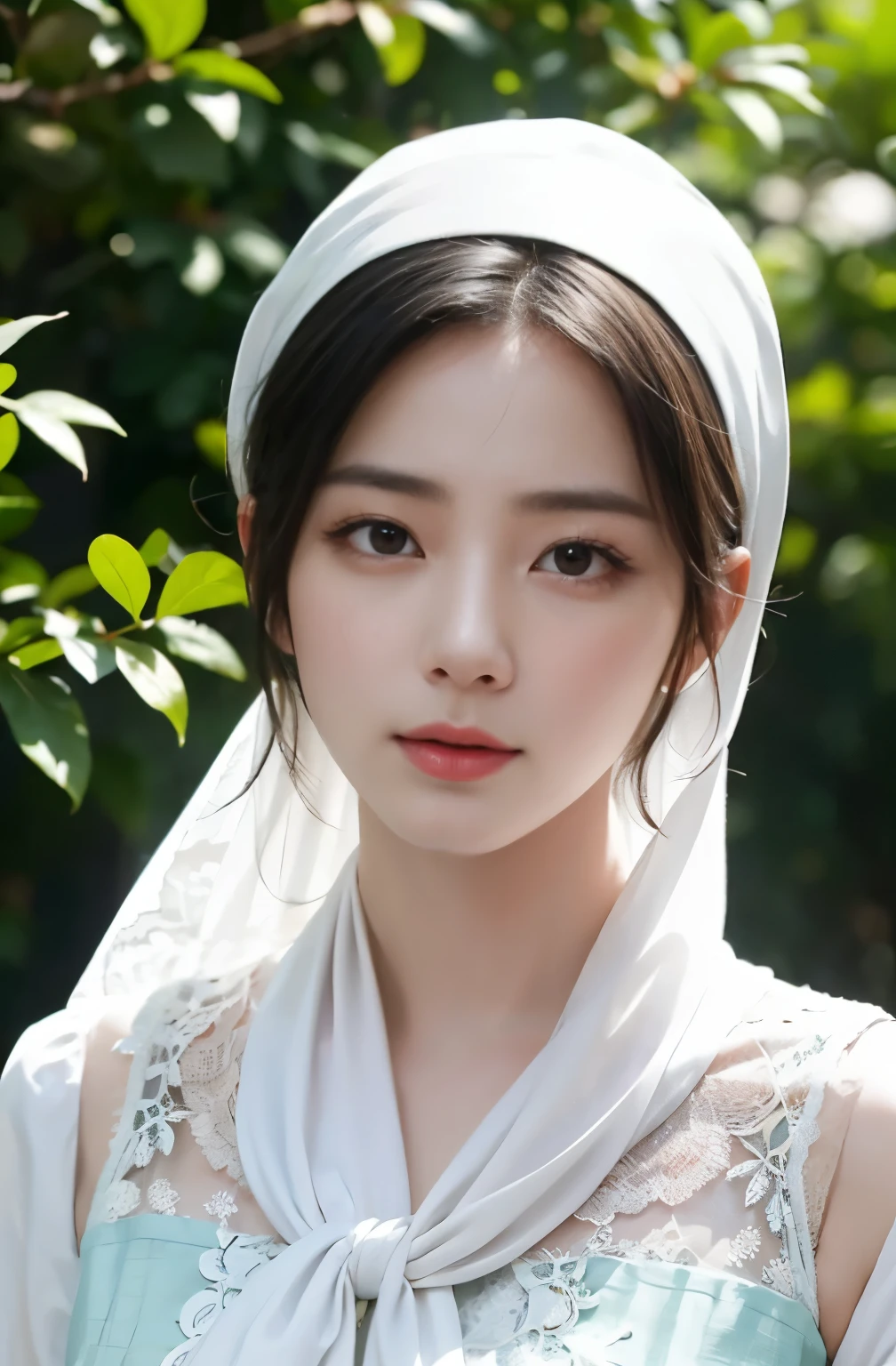 A detailed portrait of an Asian girl wearing a white Hijab, with beautiful and intricate details in the eyes, nose, and lips. The girl has a serene and confident expression on her face. The Hijab is made with high-quality material, and it is beautifully draped around her head, covering her hair and framing her face. The Hijab has delicate embroidery or lace details, adding to its elegance.
The picture has a medium texture, resembling an oil painting. The strokes are visible, giving the artwork a realistic and artistic feel. The colors are vivid and vibrant, with a warm color tone to create a cozy and inviting atmosphere.
The lighting in the picture is soft and flattering, emphasizing the girl's features and enhancing the overall mood. It creates a gentle contrast between light and shadow, adding depth and dimension to the image.
The background is a serene garden or nature setting, with lush greenery, colorful flowers, and maybe a hint of sunlight streaming through the trees. The surroundings complement the girl's peaceful and graceful demeanor, creating a harmonious composition.
The image is of the best quality, with ultra-detailed elements and high resolution. Every aspect, from the girl's facial features to the texture of the Hijab, is meticulously represented. The artwork has a photorealistic quality, as if it was captured by a professional photographer.
Overall, the prompt aims to capture the beauty and uniqueness of an Asian girl wearing a white Hijab, highlighting the intricate details of her face and the elegance of the Hijab itself. The medium, lighting, and color tone enhance the visual impact, while the garden background adds a sense of tranquility and harmony.