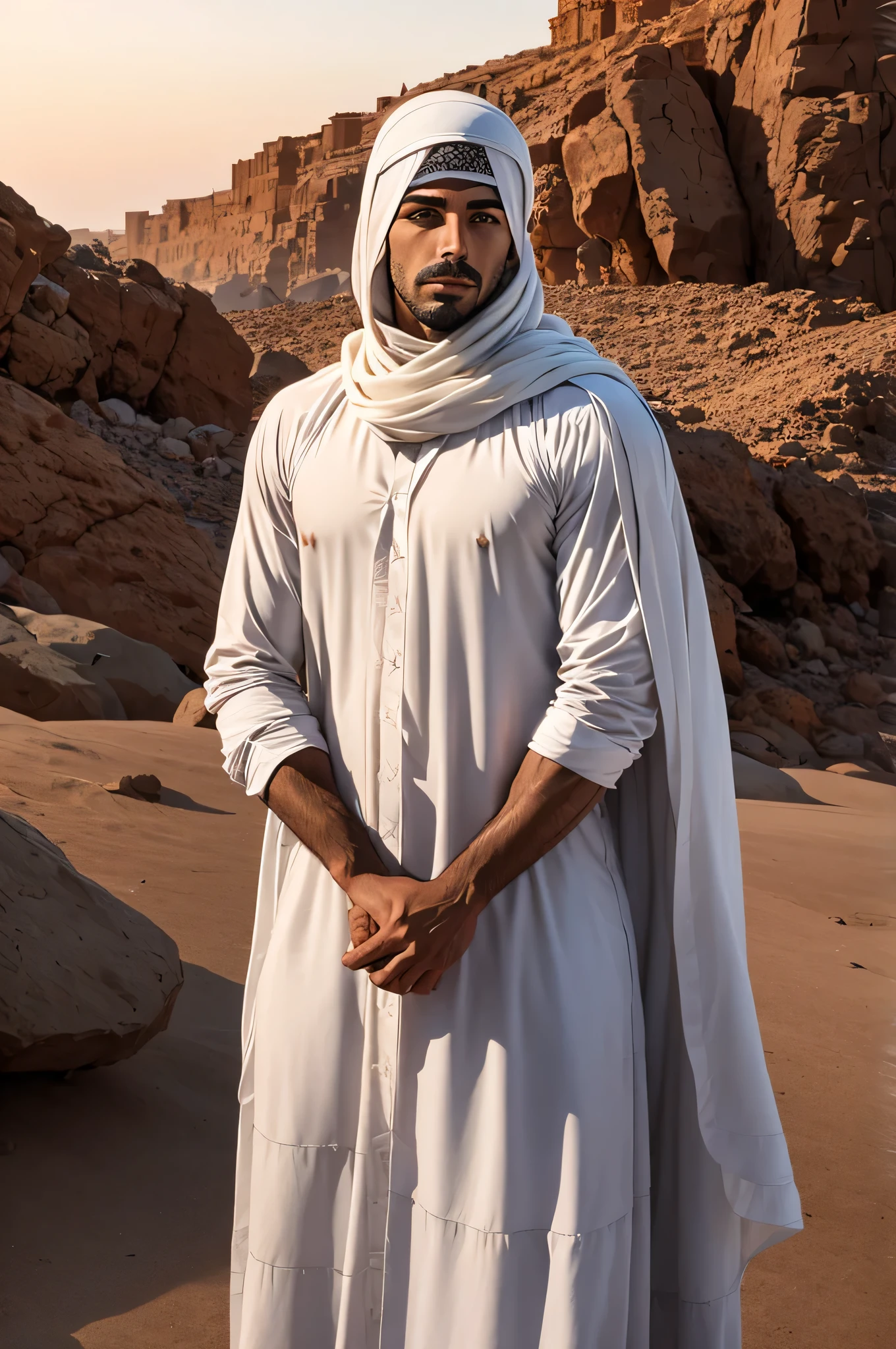 faaris azura, arabic, arab, thobe, keffiyeh, faaris azura, model, turban, desert, UAE, long distance