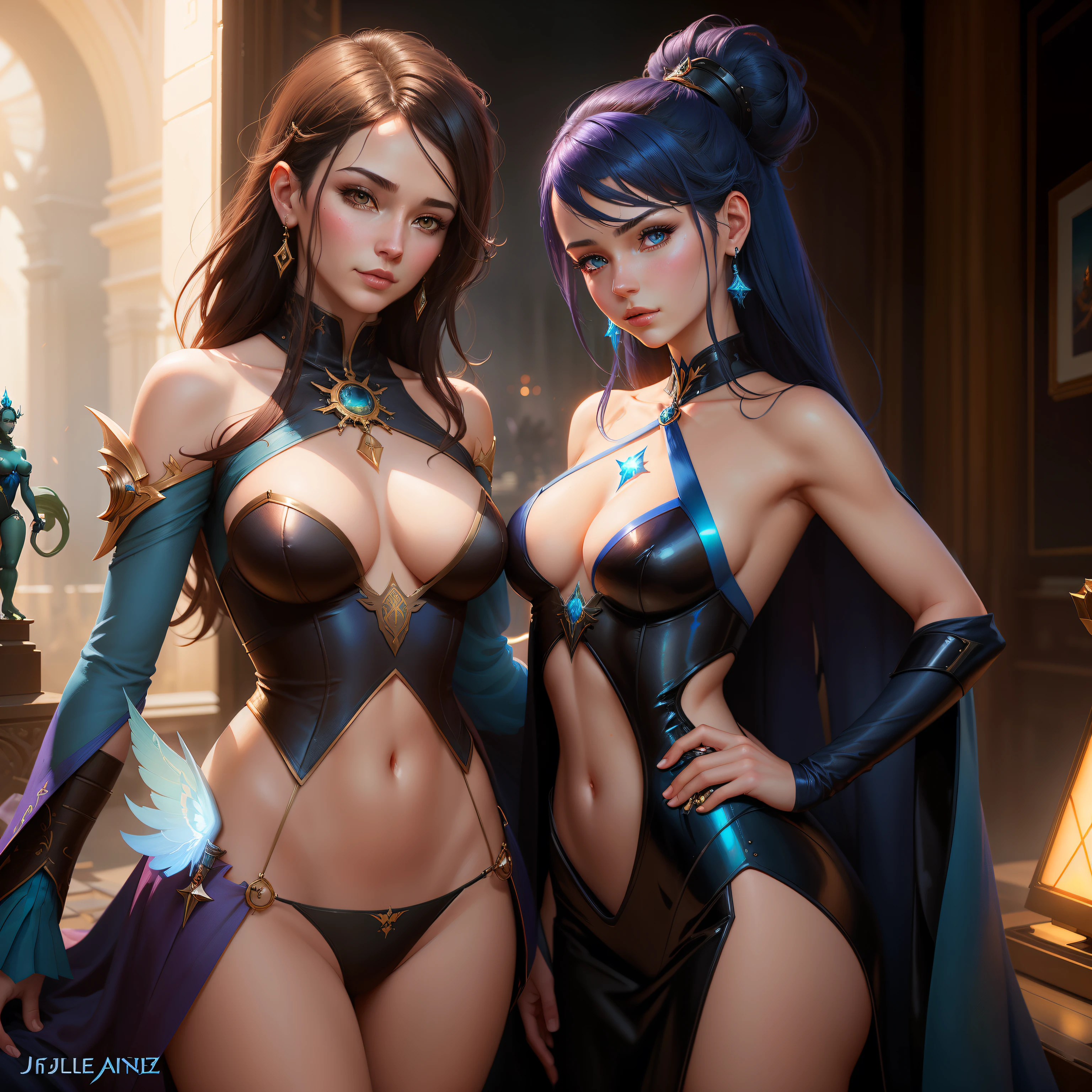 uma mulher com uma fantasia dourada com asas e um anel azul, arte fantasia behance, Artgerm Julie Bell Beeple, Pedro Mohrbacher. Motor irreal, arte de fantasia digital ), Vencedor do concurso CGSetline!!, Vencedor do concurso CGSetline!!!, Vencedor do concurso CGSetline, wlop e ross tran, personagem de fantasia hiperdetalhado, Arte de Wlop e Greg Rutkowski