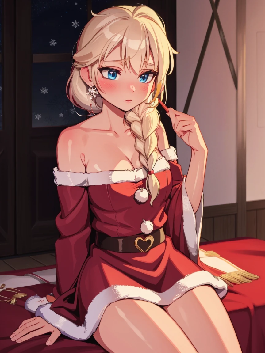 Elsa, christmas, single braid, santa outfit, SLE