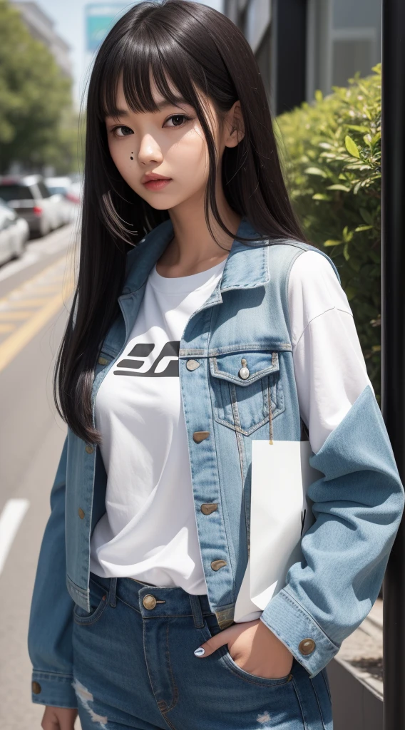 masterpiece, best quality, highly detailed,1girl,indoors, adult, split-color hair, yellow and Blue hair, Narrow, sharp eyes、, clothes, blue eyes、From head to toe、mini skirt、