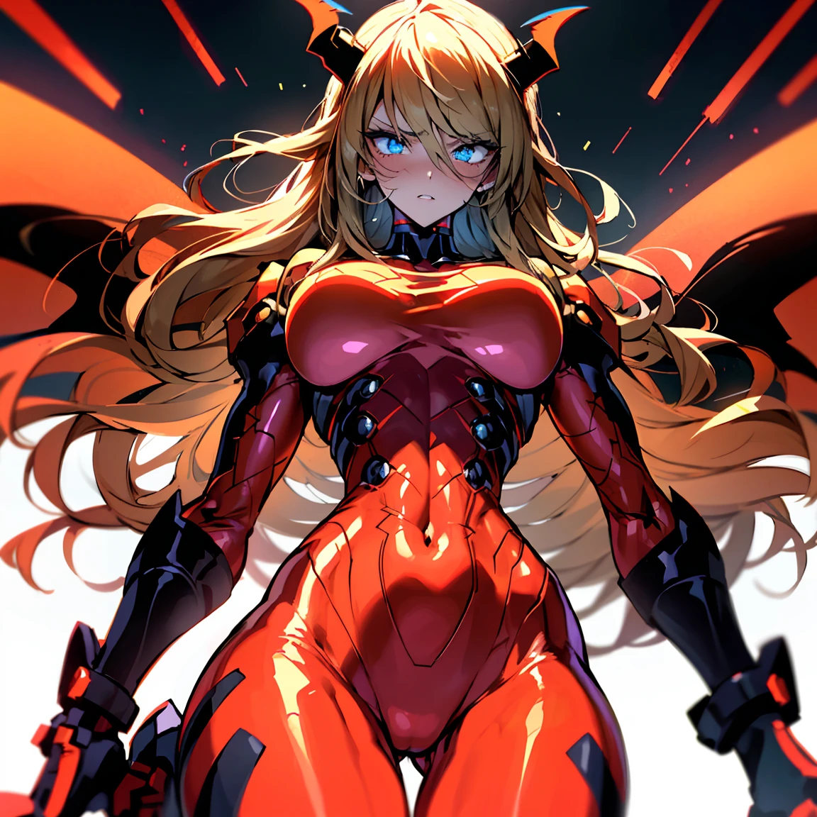 (Cyberpunk Demon waifu), (high resolution), (high res), great quality, mature, very angry face, long fangs, diamond face, perfect eyes, demon tail, wings, strong shadows, (neon light), neon, naked, detailed face, sparks, gargolyes background, hell, night, (attacking), detailed abs, scars, shinying eyes, war pose, long claws, (masterpiece), direct light, underlight, strong jaw, golden sky, large boobs, (Demonic queen), (lewd armor), (no clothes) massive ass, thick thighs, long torso, wide waist, skinny torso, fit, perfect face, (skimpy armor), (colorful vibrant light), futuristic, sexy, (blushing), hot and bothered