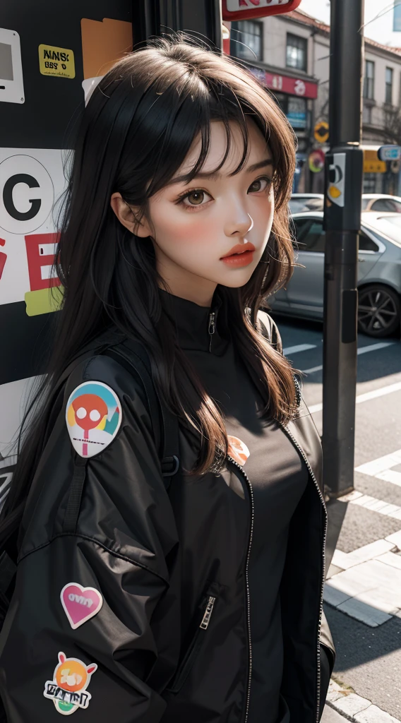 Hot girl, hidden with a sticker