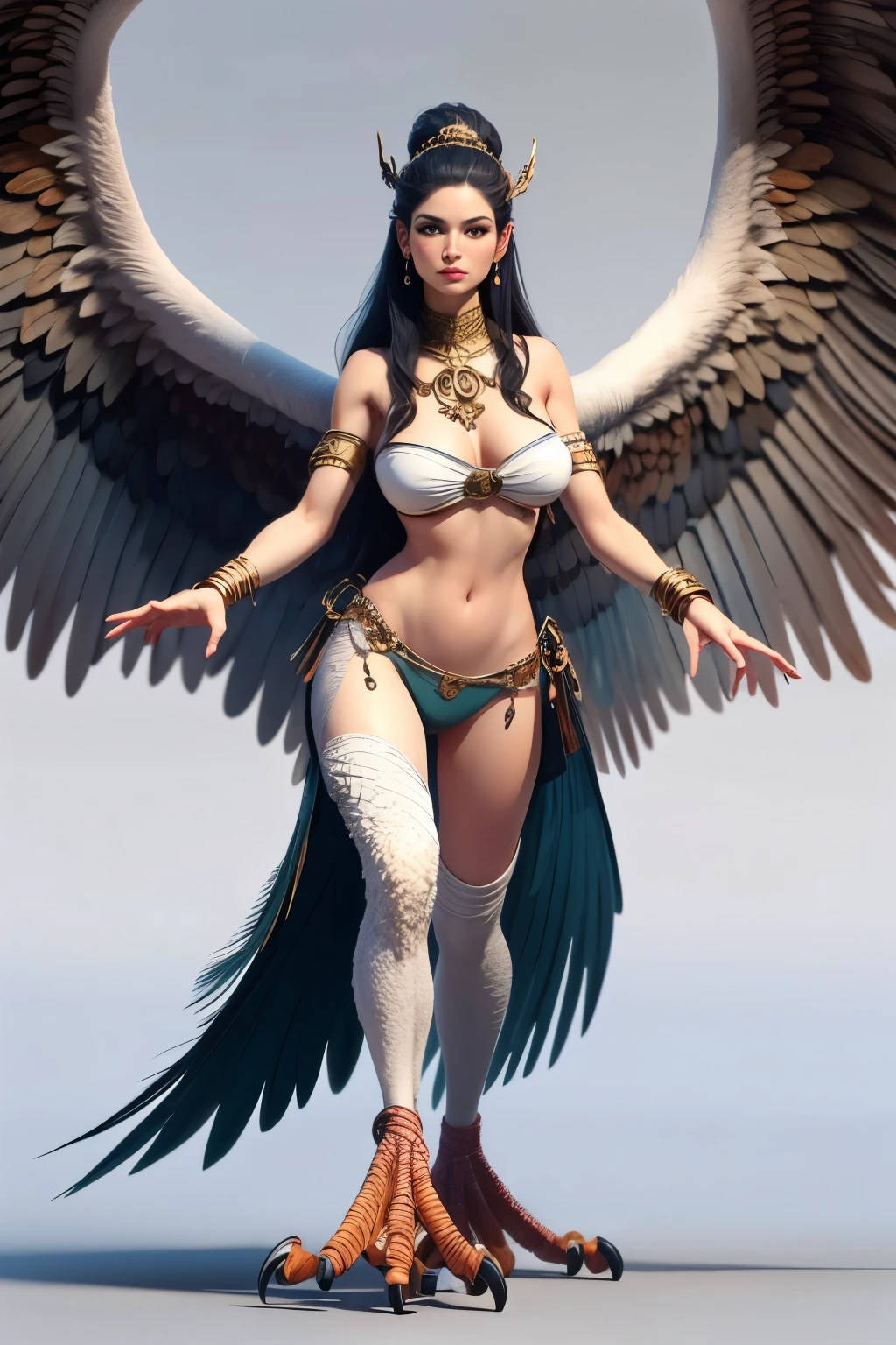 Beautiful harpy, bird feet,standing,