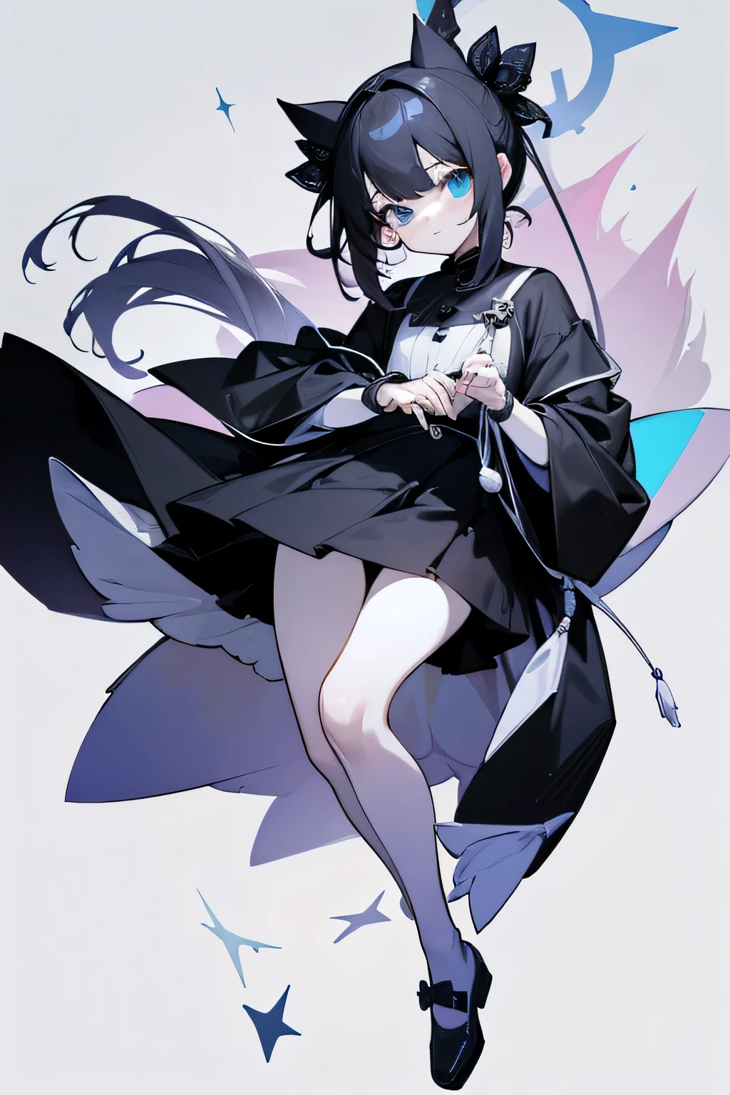 all monochrome、1人、full body Esbian、Looking at the camera、only the eyes are blue、absurderes、