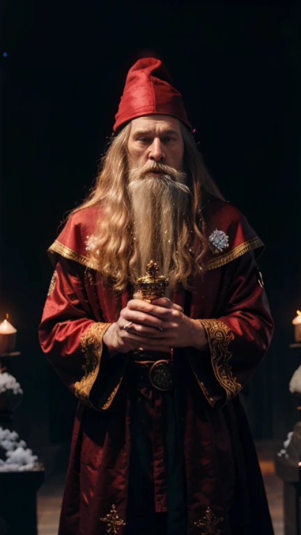 Dark Wizard vibes | deep crimson robes | Are you on the square? | Are you on the hammer? | Geometric runic snowflakes in white thread | Spooky scary | The Gilted Santa | clad in gold filigree and red satin | holding a long staff | long flowing white beard | Male | Ragged | Bright lighting | Pixar. | crimson. | emerald . | indigo. | platinum Puzzles. |
Oliver ledroit |
Zdzislaw Beksinski, |
Jason de Graaf |
Richard a kirk |
Vitaly S. Alexius. |