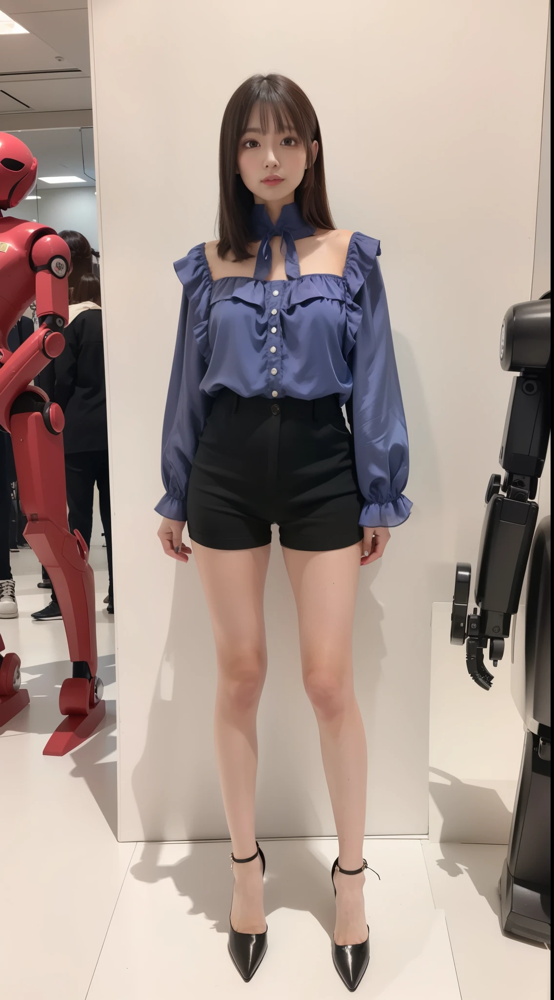 Silver satin ruffled blouse