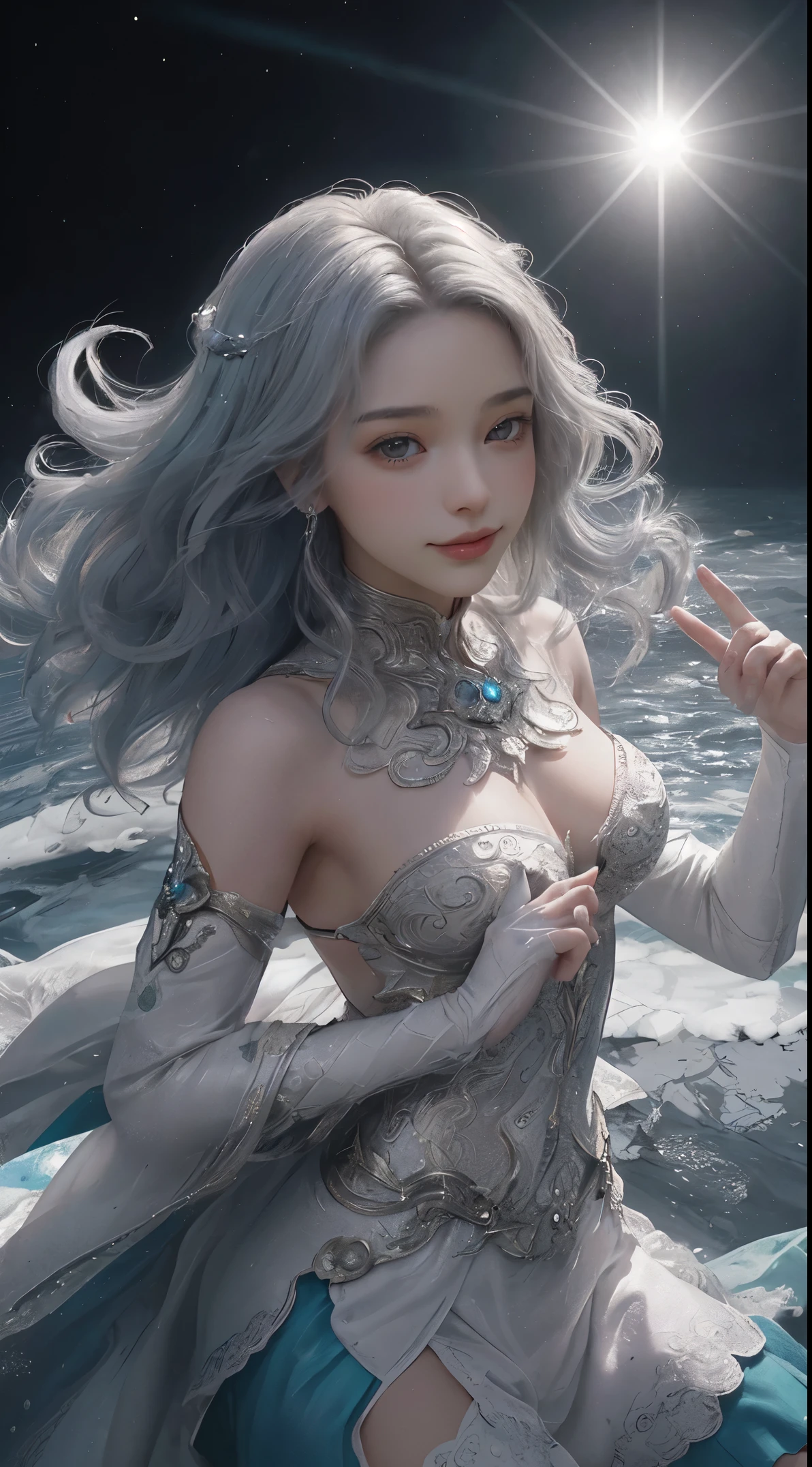 1girl, battle_aura, helical_visible_aura full of background,cool and powerful pose,Capital of Water, bracelet made of water around hands,Magic Circle,aqua_aura,floating hair,floating water droplets surronding,chromatic aberration, dark intense shadows,sharp focus,studio lighting,theatrical point of view,looking at viewer,