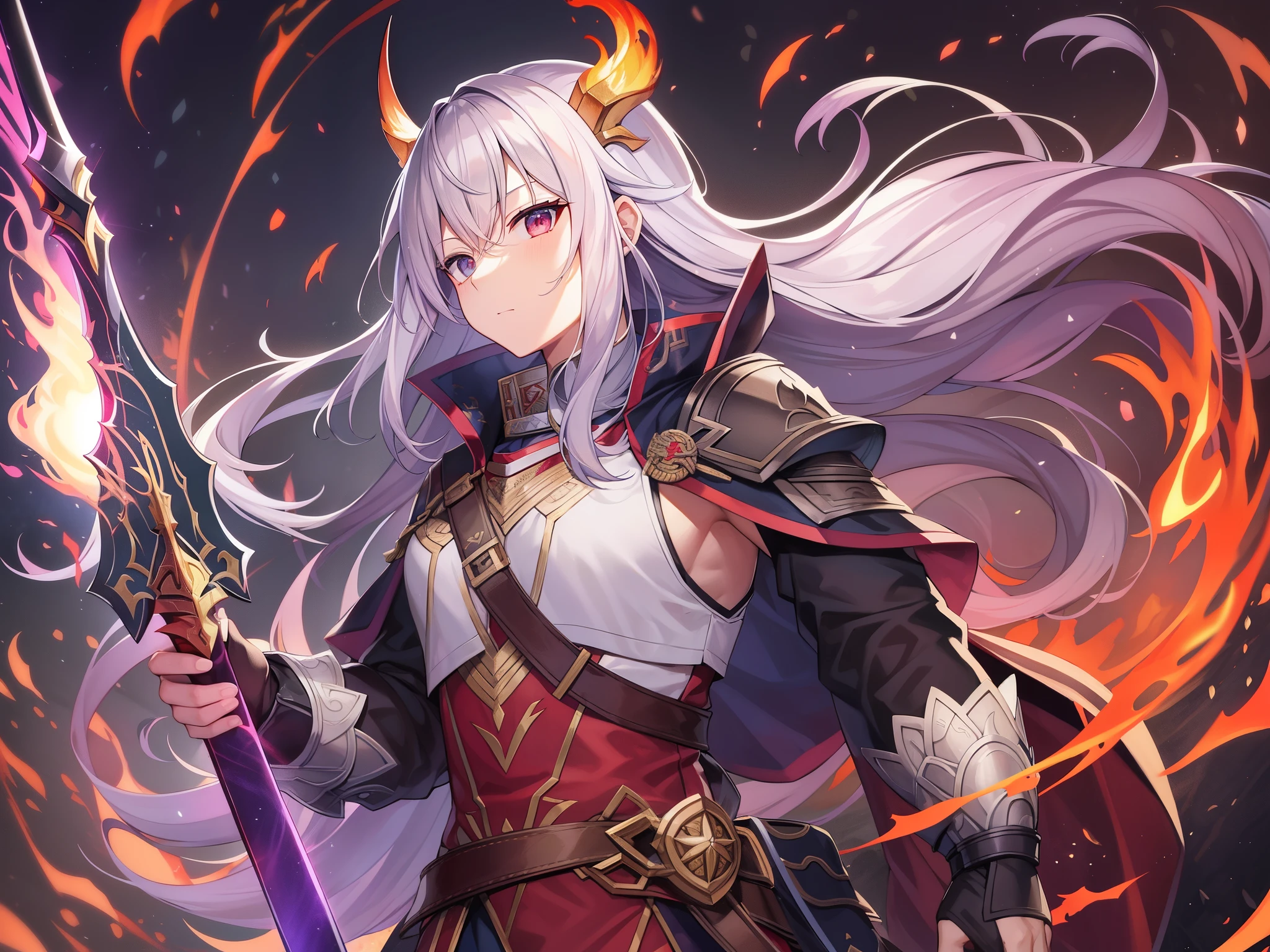top-quality、Masterpiece、detaileds、Norse mythology、魔剣Levatein、primordial flame、red and black sword、sharp crispness、Flame Sword、Boneless、scar、Burst、huge sword、Levatein（Old Norse: Lævateinn）ha、Norse mythologyに登場する武器。 Norse mythologyの原典資料においてha、A sword that can kill Vizovnir, the rooster sitting on the top of the World Tree.。Levateinを固有名詞で捉えた場合、It is treated as a sword like Mystiltein in the saga of Fromund Gripsson.、Levateinをレーヴァとテインの2つの単語として捉えた場合、treated as a cane。「Cunning Loptor（loki）」trained by、普段ha、Sinmora, the wife of Surtur, the giant of Muspersheim.、It is kept in a box called Regaln with nine locks.。 現代日本のファンタジー作品などにおいてha、The name is sometimes used to refer to the sword and flame wielded by Surtur during Ragnarok.。