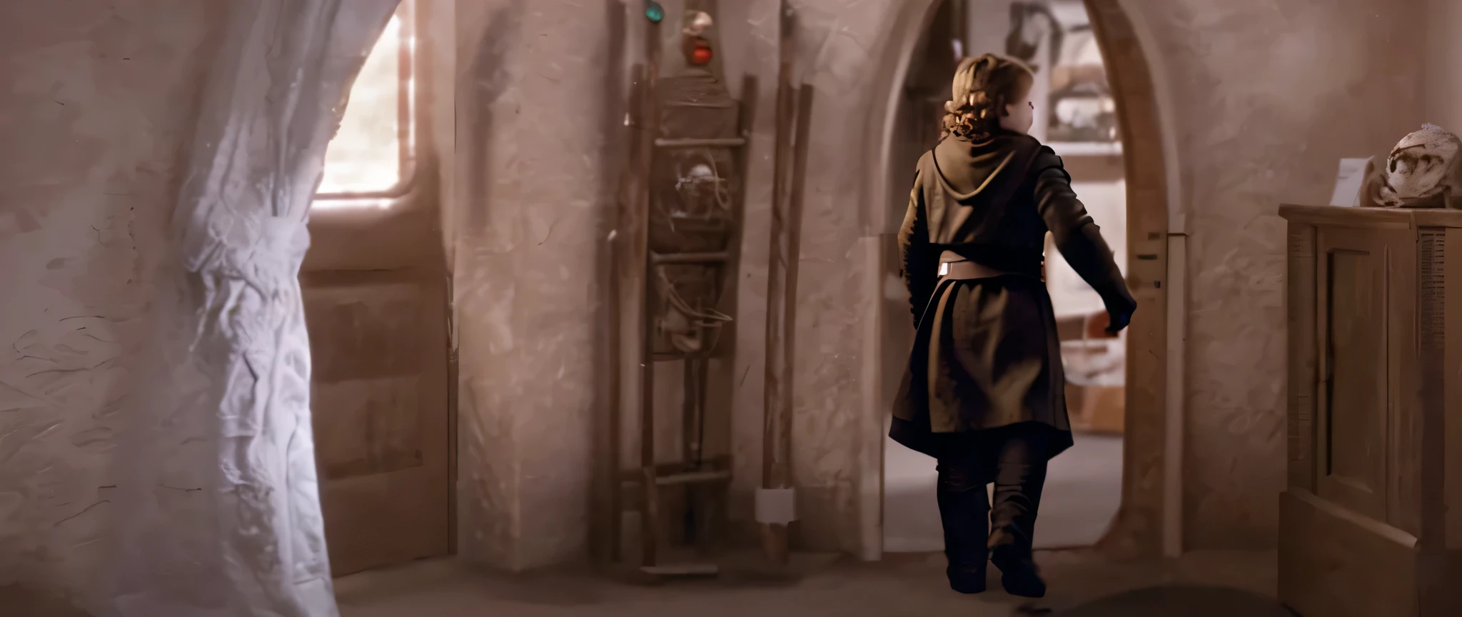 young anakin skywalker goes into his bedroom