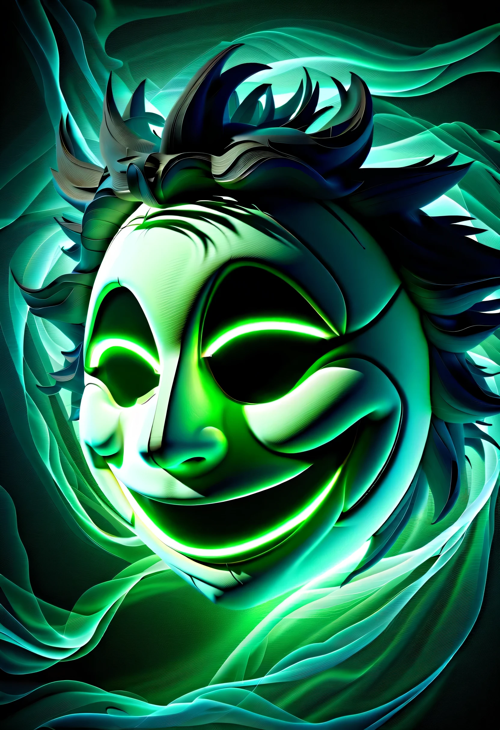 ( shadow smile:1.3), Double exposure effect, dark rich color palette, ceremonial painting, secret heart in the background, tarot frame, glow edging, darkest landscape, digital matrix realism, Digital painting with intricate details, 2.5D, beautiful fantasy, ighly detailed, Realistic, Cinematic Angle, freezing motion wind blowing, All captured with sharp focus, Render in astonishing 32K resolution, Best Quality, of the highest quality, absurd detail rendering,