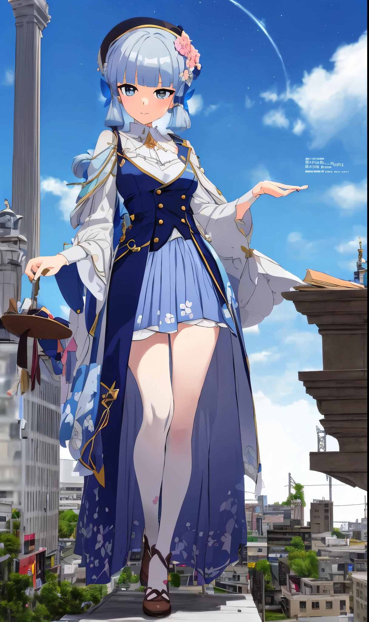 Anime girl in blue dress and hat standing on platform, Cute anime waifu wearing beautiful clothes, lulua studio, **** in dress, render of april, my dress up darling anime, !!full-body portraits!!, ****sh, ((wearing aristocrat robe)), azur lane style, full body shot hyperdetailed, From《Azur route》videogame,best quality,highly detailed,masterpiece,ultra-detailed,illustration,highres,1girl,full body,flowering shrubs,beautiful detailed starry sky,starry detailed water,an extremely delicate and beautiful,Bright stars,starry sky,best illustration,shine,artbook,long hair,medium breast,cute face,stand,grove,night,stars