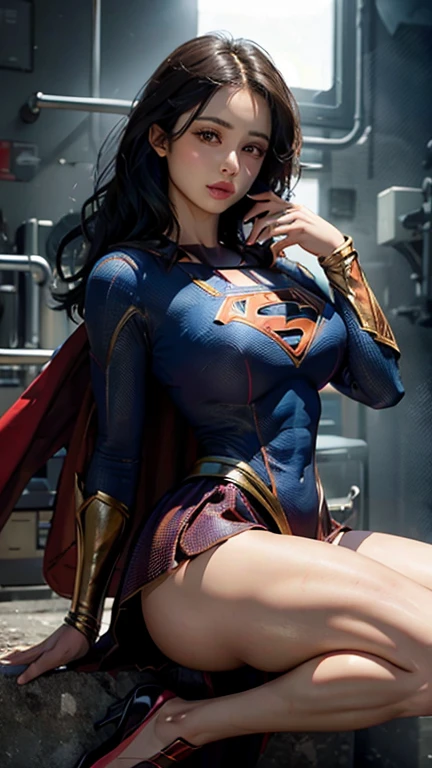 Woman body set big breasts, Supergirl costume dress