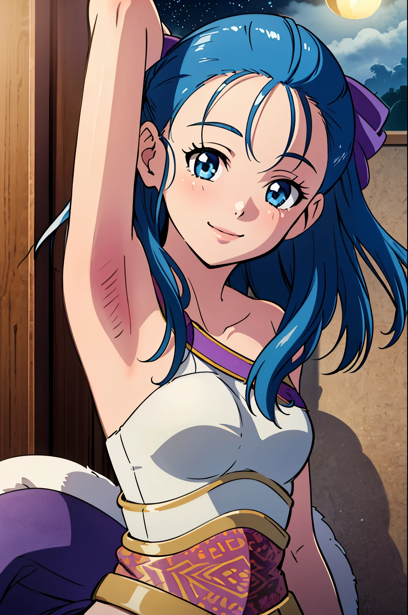 super idol　sparkling beautiful girl　charming smile　sky blue hair　hair length　twin tails　A cafe full of flowers in a bright forest　Facing the front, naked, crotch, completely naked