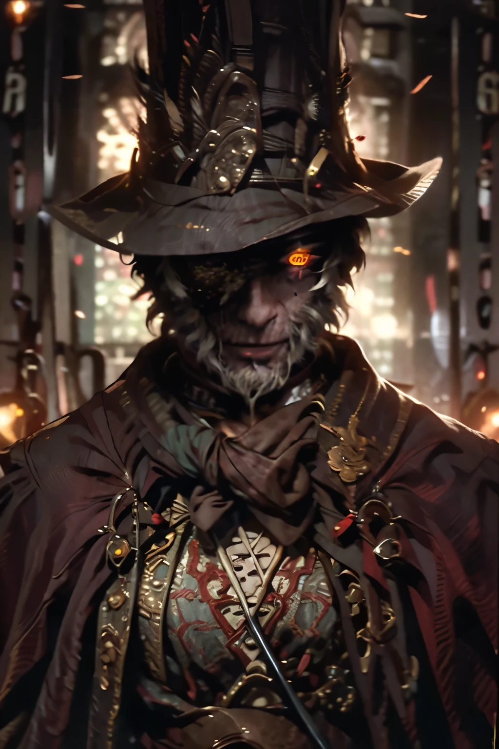 1 guy, fighting posture, Best quality, Masterpiece, perfect body, detailed face, perfect anatomy, intricate details,, hair(yellow color), sun wukong, wearing chinse armor, (Fire-eyed golden eyes), detailed eyes, red glowing eyes, grin, evil look, katsuya terada monkey king