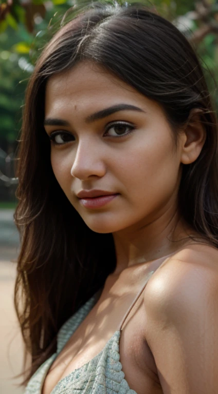 Produce a lifelike portrait of a mid-20s Caucasian Indian woman in a 9:16 ratio. Pay attention to nuanced details such as expressive eyes, intricate lip features, and natural facial characteristics. Employ soft, realistic lighting to enhance authenticity and strive for high resolution to achieve a compelling, true-to-life depiction.