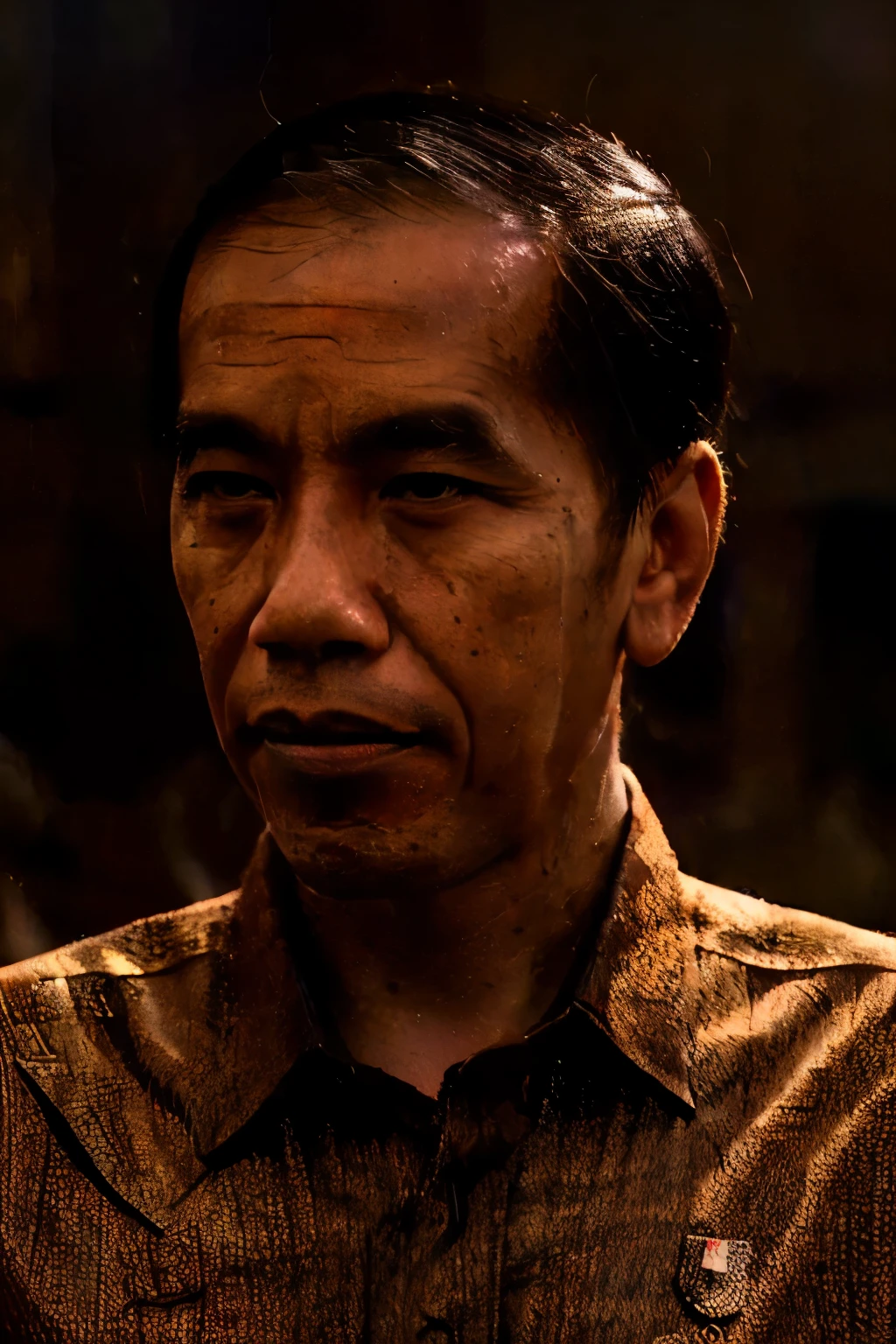 (jokowi), (cinematic lighting), (wide shot), (high quality), (vibrant colors), (detailed textures), (captivating composition), (expressive facial features), (confident pose), (dynamic background), (artistic brushstrokes), (eye-catching shadows), (cinematic depth of field), (dramatic contrast), (immersive atmosphere), (authentic realism), (masterful color grading), (texture-rich surfaces), (polished details), (striking visual impact), (impressive visual narrative), (intriguing storytelling), (cinematic tonal range), (realistic volumetric lighting), (cinematic perspective), (cinematic framing), (cinematic shadows), (cinematic highlights), (cinematic color grading), (cinematic textures), (cinematic mood), (cinematic atmosphere), (cinematic visual style), (cinematic dramatic effect), (cinematic composition), (cinematic sense of depth), (cinematic ambiance), (cinematic details), (cinematic cinematography), (cinematic camera angles), (cinematic storytelling).
