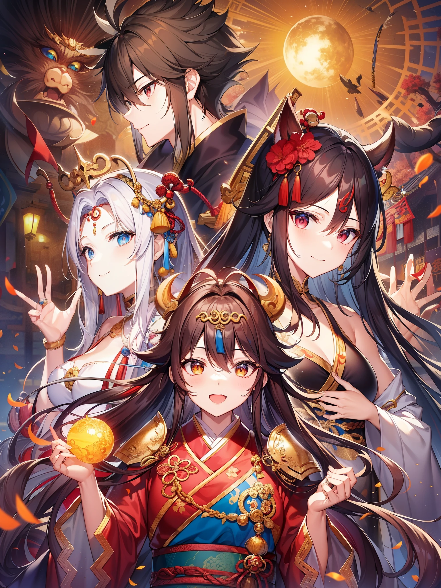 top-quality、Masterpiece、detaileds、Huaguo Mountain、Xiantao、Qi Tian Daisheng、Monkey king、Monkey king、Flexible Ruyi Kincho stick、Gold crown、Gold armor、Ayuunori、Douyun、Fire Eye Golden Eye、bacchus、Journey、Monkey king（So Goku、Suen Wukong、Traditional: Sun Wukong; Simplified Chinese: son goku; Pinyin: Sūn Wùkōng; wade style: Sun¹ Wu⁴- k&#39;ung¹; 礤拼: Syun¹ng⁶hung¹）ha、China&#39;s four great novels『Journey』Main characters of[Note 1]Josen, one of the。He is also a Taoist god that is still worshiped today.、香港をhaじめ、台湾や東南アジアでha一般にQi Tian Daisheng（Seitentaisei）called by the name of、is believed[1]。彼ha中国の民間信仰のなかで最も活躍する英雄の一人である。