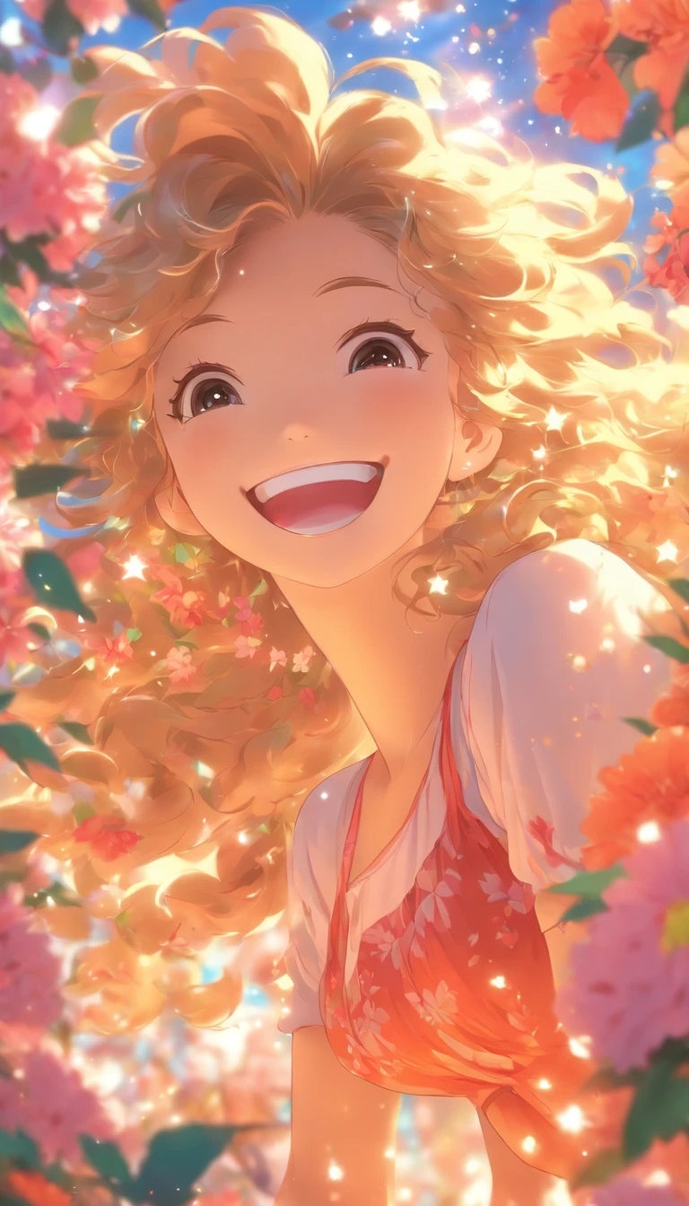 masterpiece, ultra realistic, hoodie, head tilt, hair between eyes, laughing out loud, open mouth, sideways glance, 1girl, solo, eyes closed, looking up, backlit,alternate color, alternate hair length, blush
  pov, headpat