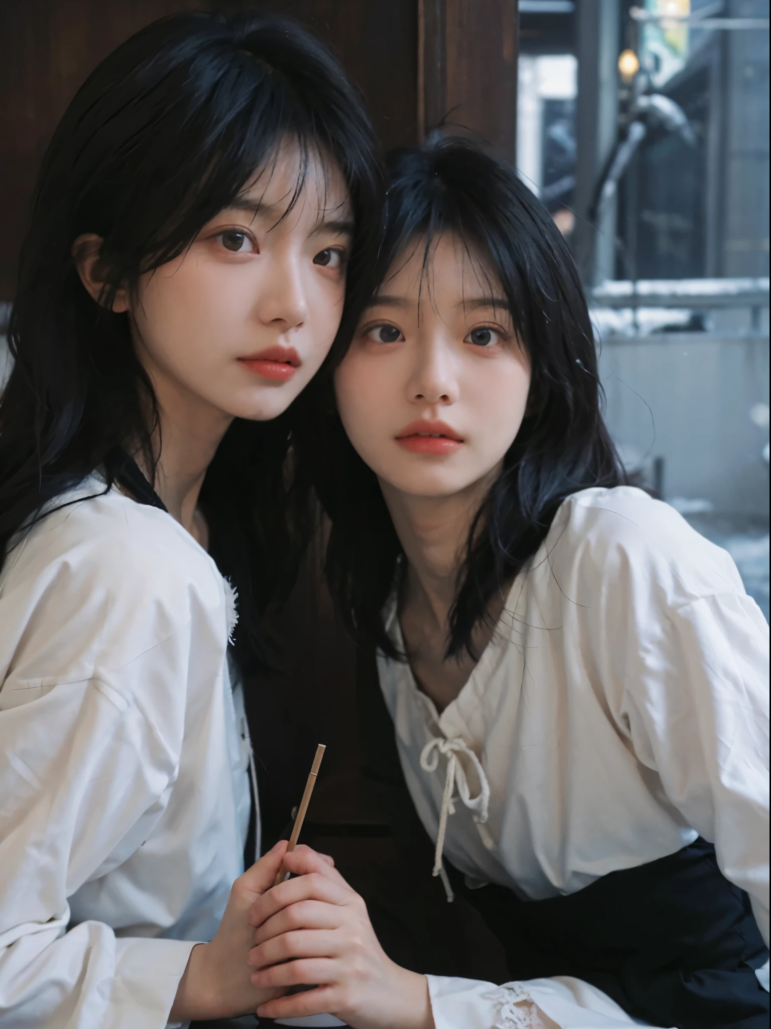 best qualtiy， 超高分辨率， （realisticlying：1.4）， Girl， A pair of eyes as clear as snow,Royal sister，Black long straight，校服， looking at viewert， close up ，