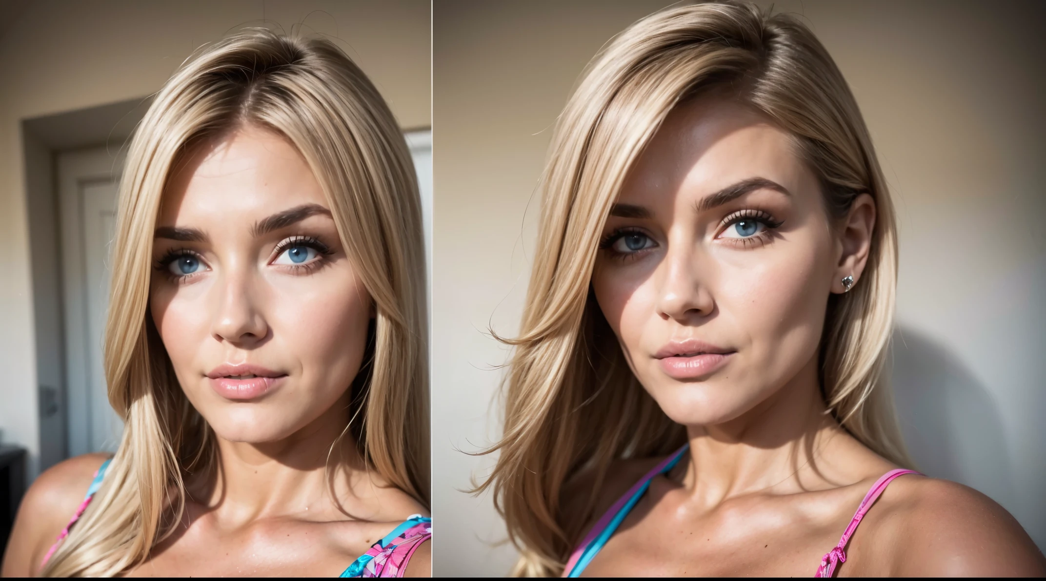 Allie Dunn, cabelos loiros, linda mulher loira com 23 ANOS olhos azugos cabis e lonelos), Photorealistic