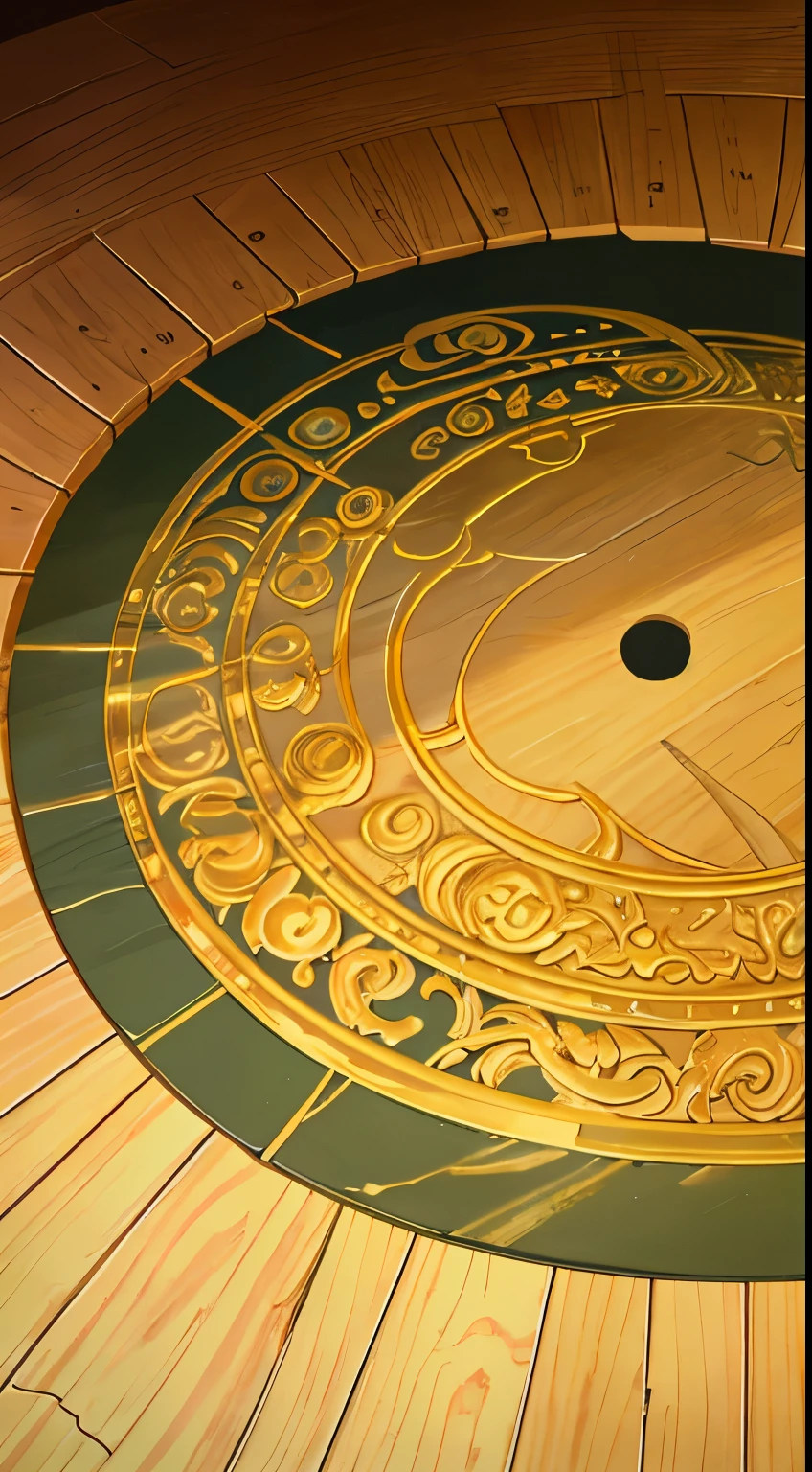 There is a circular magic circle carved in the middle of the floor inside the house.
