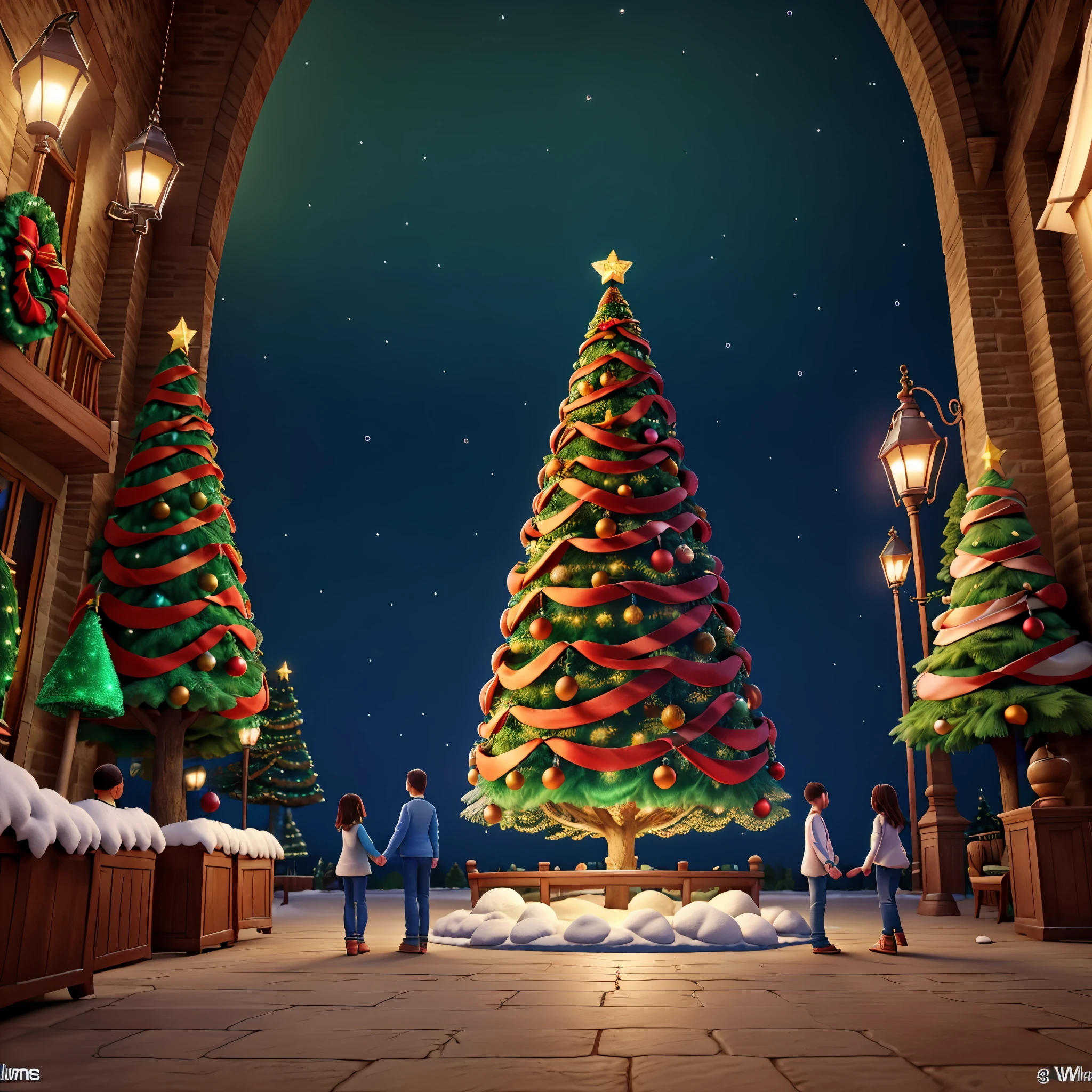 Thick white snow world,A huge Christmas tree stands 20 meters high in the middle of the town,It's covered with starry lanterns,diamond,Christmas tree with thick snow on the branches,Echoing the lights,The sky still snowing,In front of the Christmas tree, a boy and girl hold hands and look at the tree and make beautiful vows,ultra HD picture quality,Hyper-detailed depiction,Color rendering with sharp contrast,Perfect proportions,Dream love beautiful,逼真光线,Trends,tmasterpiece,Handwriting,8k,Cinematic texture,Intricate decorative details,Christmas close-up,Couple under the tree deep path Equirectangular_360 Circuit UnrealEngine5 Ultra Masterpiece sunlight Cinematic lighting ultra_high-def ultra_Photo-realistic optimal ultra_high-quality opengl-shaders ultra_high-details accurate reflex ultra_high-res perfection volumetric lightning improved Octane_rendues UHD XT3 DSLR HDR 3dcg shadow analogiques extatiques symmetrical dazzling Will-o'-the-wisp global luminescence varied multi etc. --s 1000 --c 20 --q 20