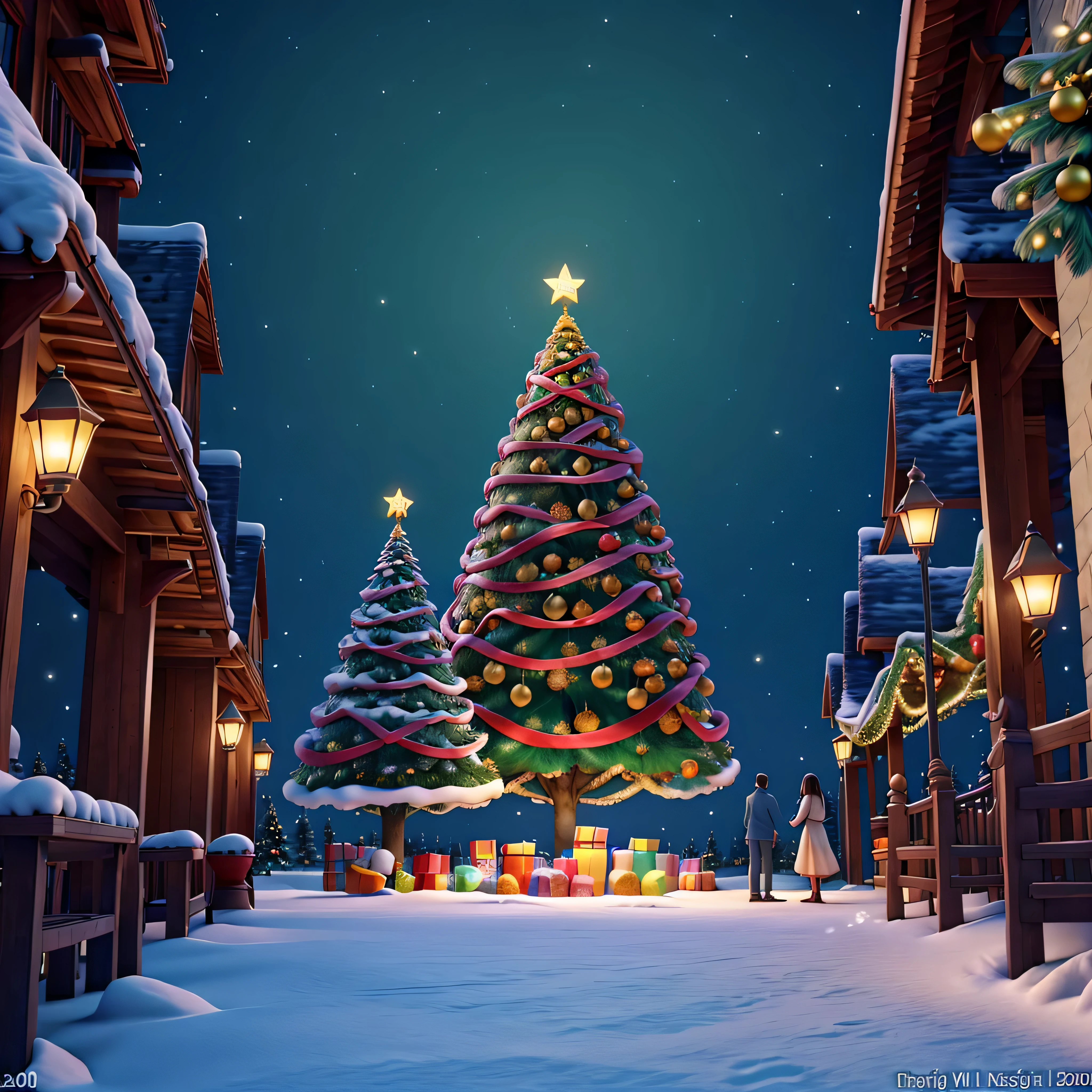 Thick white snow world,A huge Christmas tree stands 20 meters high in the middle of the town,It's covered with starry lanterns,diamond,Christmas tree with thick snow on the branches,Echoing the lights,The sky still snowing,In front of the Christmas tree, a boy and girl hold hands and look at the tree and make beautiful vows,ultra HD picture quality,Hyper-detailed depiction,Color rendering with sharp contrast,Perfect proportions,Dream love beautiful,逼真光线,Trends,tmasterpiece,Handwriting,8k,Cinematic texture,Intricate decorative details,Christmas close-up,Couple under the tree deep path Equirectangular_360 Circuit UnrealEngine5 Ultra Masterpiece sunlight Cinematic lighting ultra_high-def ultra_Photo-realistic optimal ultra_high-quality opengl-shaders ultra_high-details accurate reflex ultra_high-res perfection volumetric lightning improved Octane_rendues UHD XT3 DSLR HDR 3dcg shadow analogiques extatiques symmetrical dazzling Will-o'-the-wisp global luminescence varied multi etc. --s 1000 --c 20 --q 20