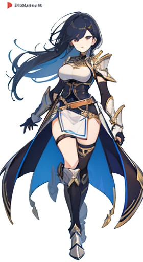 (((Best Quality))) , ((full body)), female, reference sheet, solo, (white background), holding sword, gloves, loin cloth , femloin, armor, side slit long skirt,