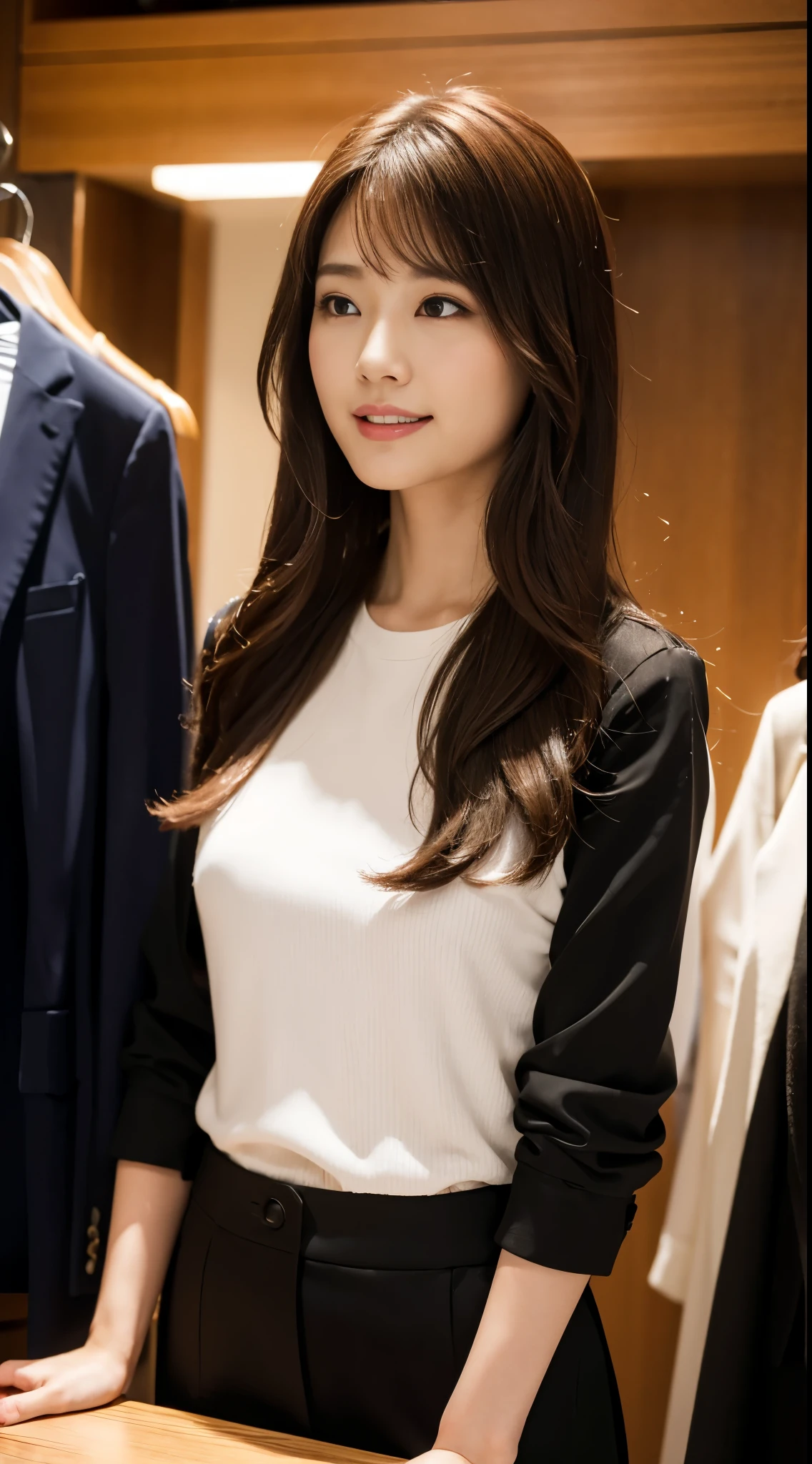 ((4K works))、​masterpiece、(top-quality)、1 beutiful girl、Slim body、tall、((Black Y-shirt and white pants、Attractive streetwear and black bags))、(Detailed beautiful eyes)、nightcity、Stroll through the fashionable city、((Face similar to Carly Rae Jepsen))、((Long boyish red hair))、((Smaller face))、((Neutral face))、((Bright blue eyes))、((American adult women))、((Adult female 26 years old))、((cool lady))、((Like a celebrity))、((Smiling expression))、((Korean Makeup))、((elongated and sharp eyes))、((Happy dating))、((boyish))、((She is walking in a secluded place))、((She is walking in front of the viewer))、Professional Photos