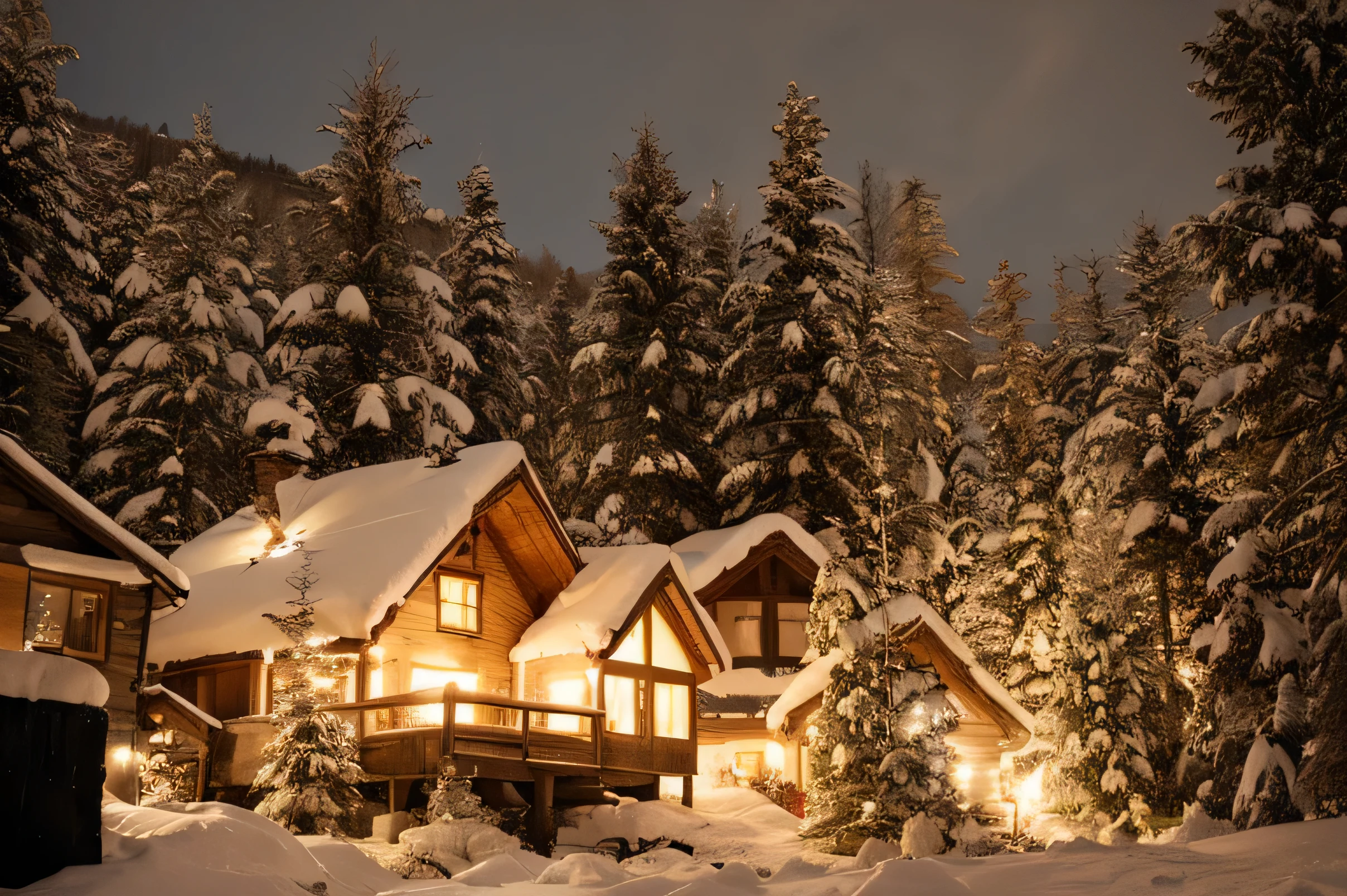 cozy house in the winter forest