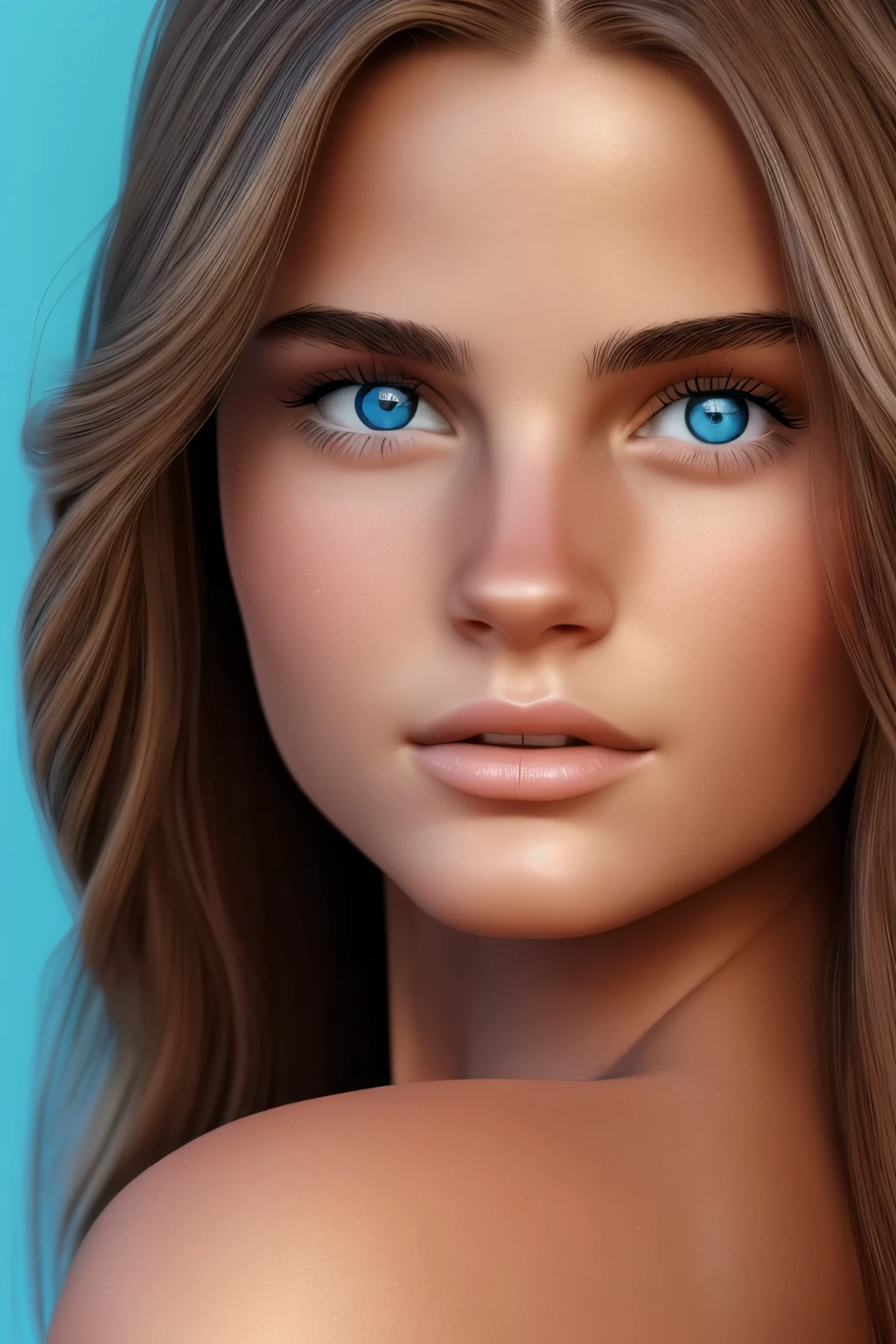 A girl with beautiful facial features,Close-up of the upper body,Depicted in the highest quality, image in high resolution, Americans, This artwork was created using 3D rendering technology,Can be saved as png file format.
