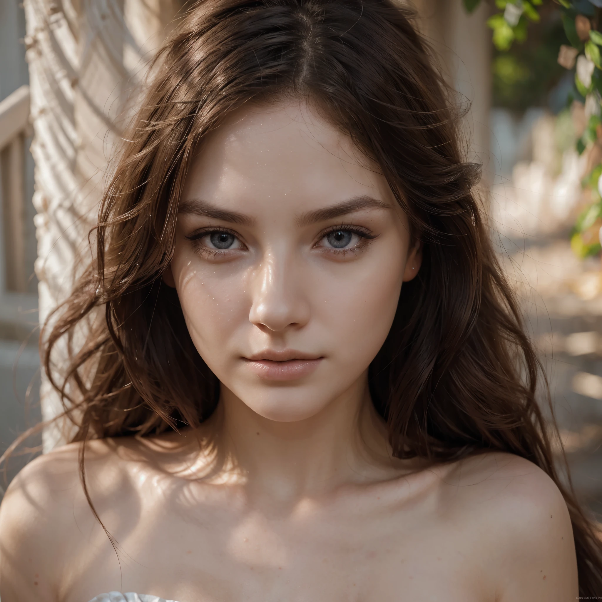 best quality,realistic,extremely detailed eyes and face,beautiful detailed lips,beautiful detailed eyes,longeyelashes,skin like porcelain,innocent expression,flowing hair,soft lighting,subtle shadows,portraits,impressionistic,soft colors