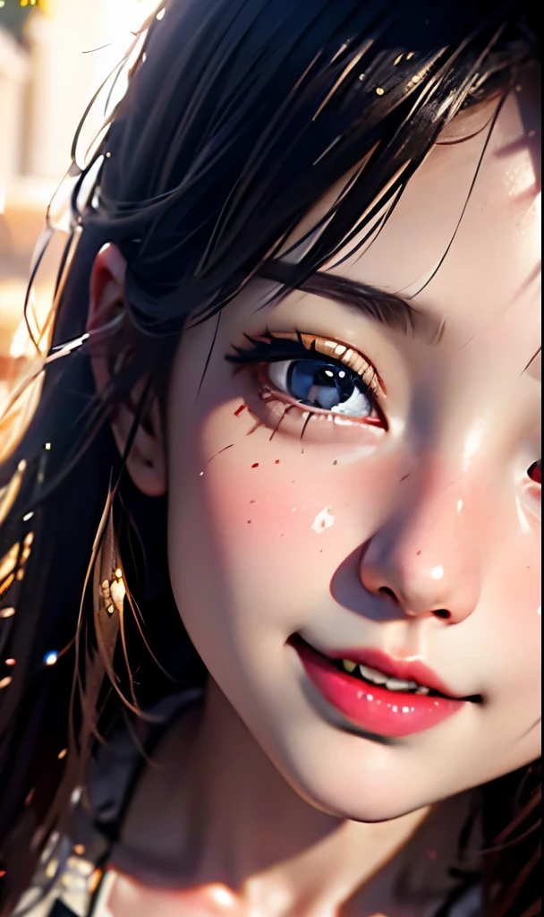 Laughing girl close-up，（（（ssmile，））），Nice face，（Best quality，4K，8K，A high resolution，Masterpiece：1.2）， （Realistic，Photorealistic，photo-realistic：1.37）.