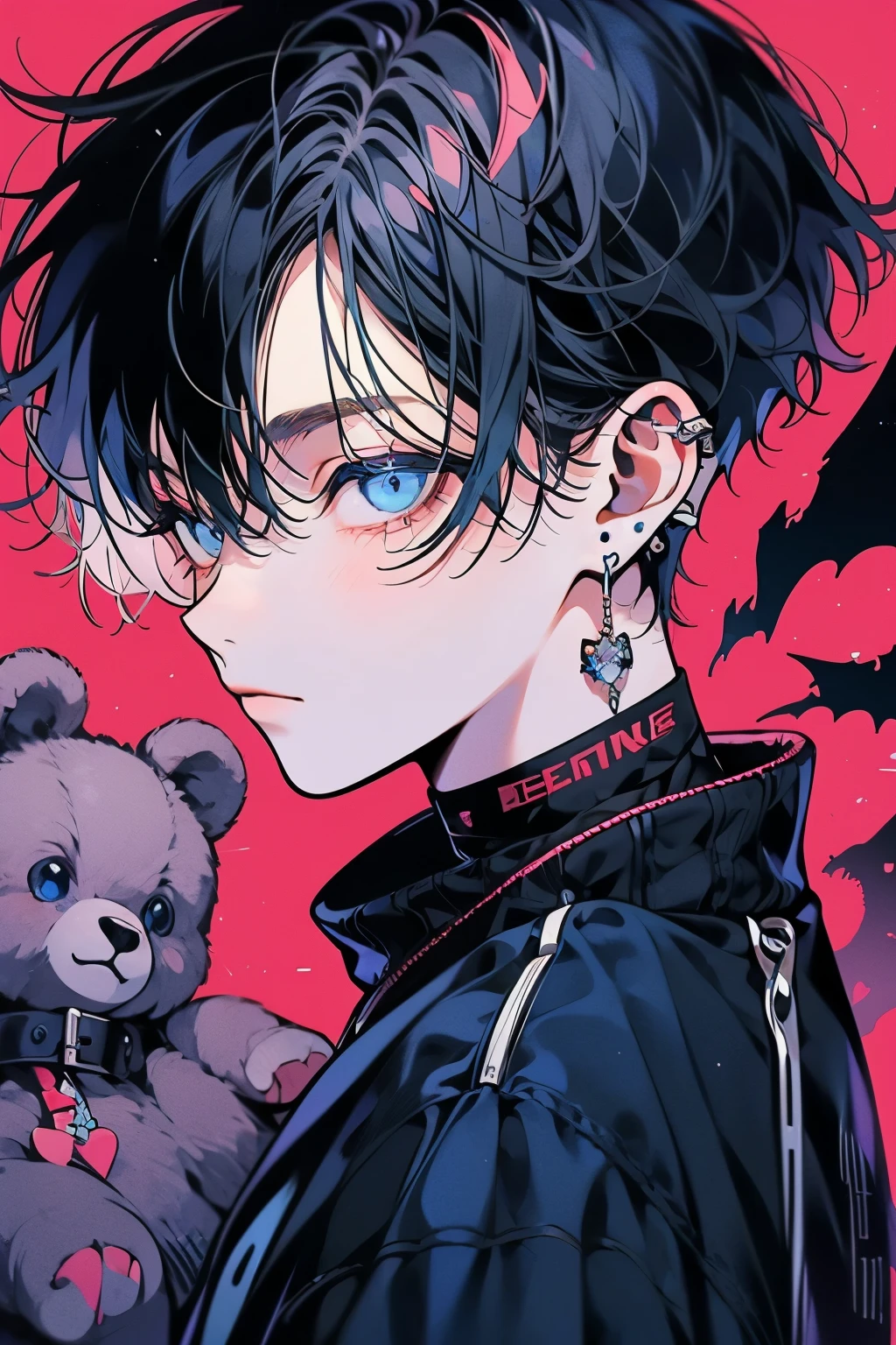 (masutepiece), (Best Quality), Highly detailed, 1 boy, Solo Focus，Perfect face, Beautiful face, extra detailed face，(A dark-haired:1.3)，(blue eyess:1.3)，(facing front:1.4)