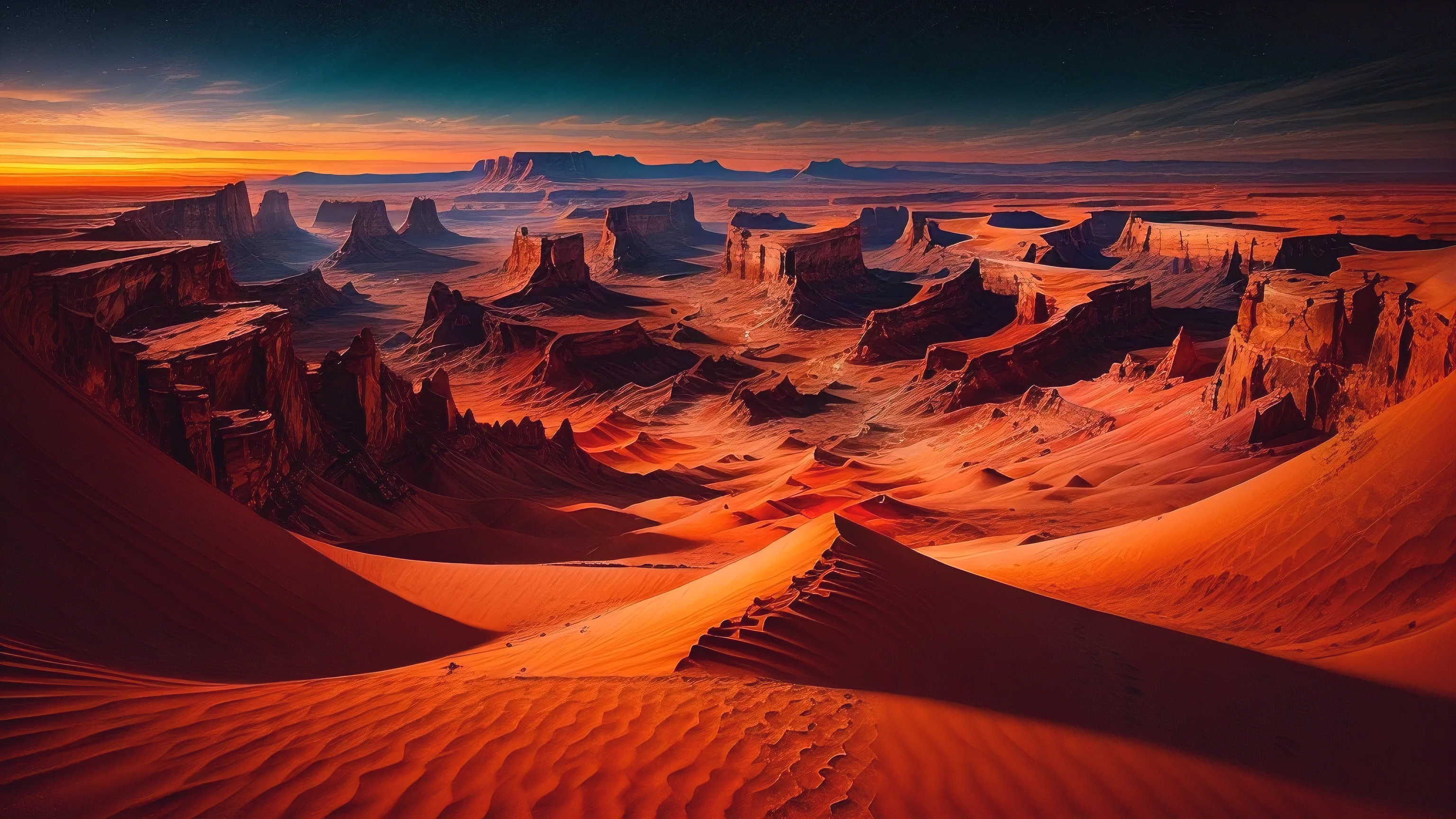 A desert, Rochas地形, Rochas, canyons, Thermal imaging, tmasterpiece, Best quality, (Extremely detailed CG unified 8k wallpaper highest quality), (Best Best Illustration), (The best shadow)