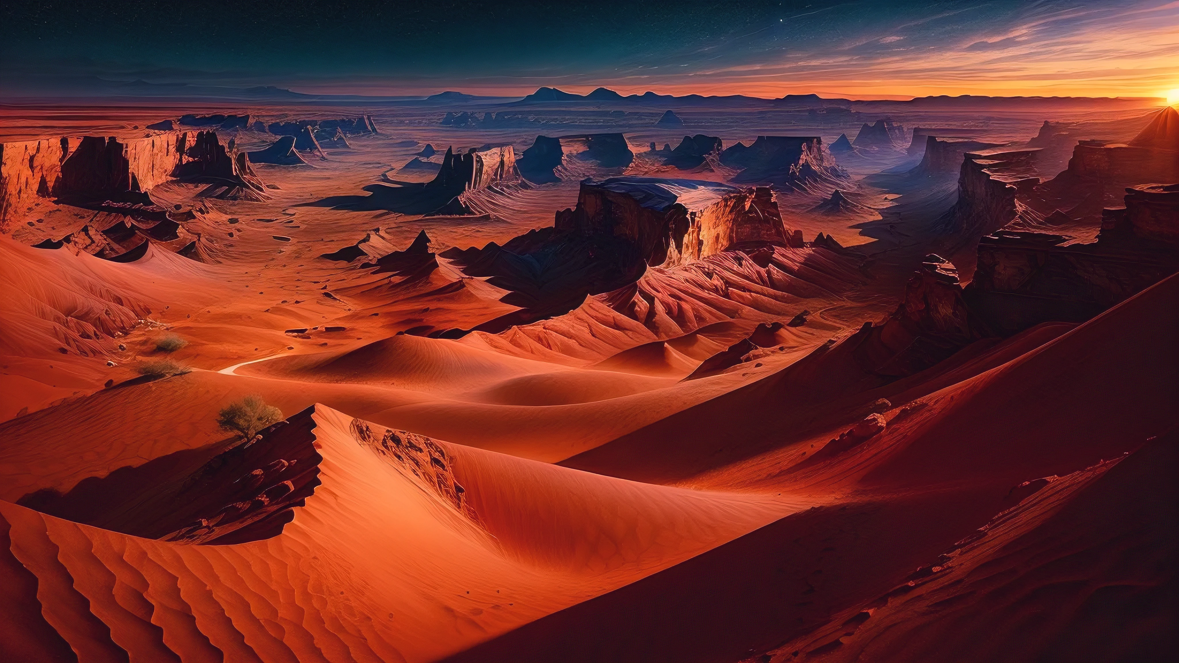 A desert, Rochas地形, Rochas, canyons, Thermal imaging, tmasterpiece, Best quality, (Extremely detailed CG unified 8k wallpaper highest quality), (Best Best Illustration), (The best shadow)