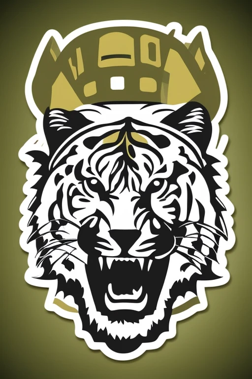 /imagine prompt:army tiger illustration logo , Sticker, Excited, Pastel, Anime, Contour, Vector, White Background, Detailed