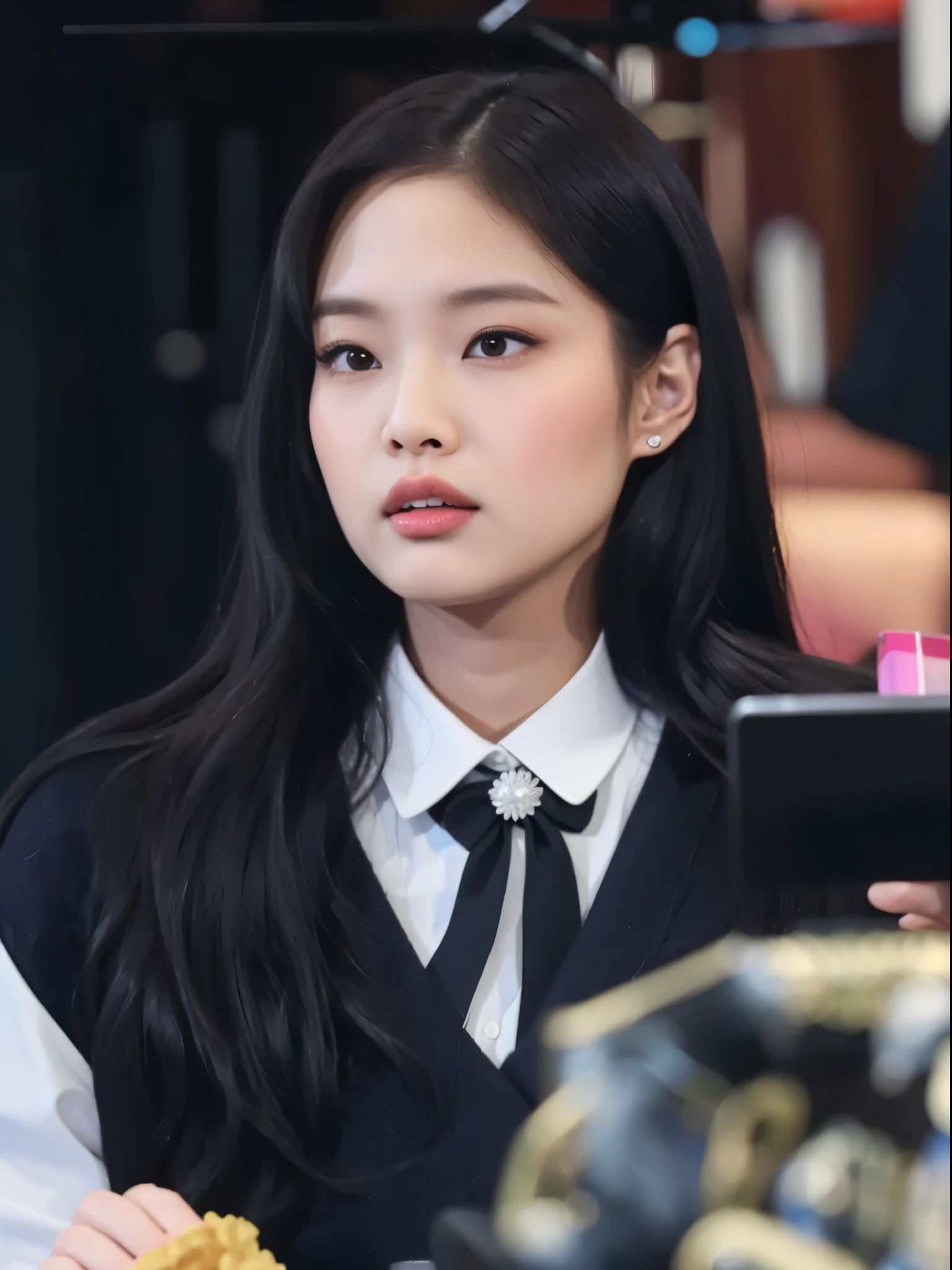 Arafed Asian woman with long black hair and tie, Jennie Blackpink, Jaeyeon Nam, Lee Ji-eun, Lee Ji - Eun, wan adorable korean face, jossi do blackpink, kwak ji jovem, Heonhwa Choe, TaeJune Kim, Hwang SE - EM, Parque Ji-min, Retrato de Jossi do Blackpink