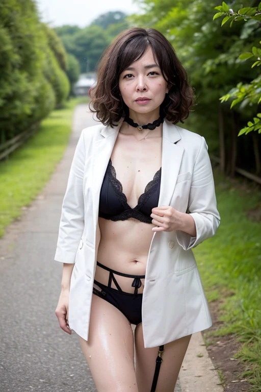 nsfw,(crowded:1.24), public green park,1girl, opened brown long coat,flat chest,nipples,sneakers,standing,lowrise Panties,(shame,Covering eyes:1.3),masterpiece, best quality, highres, short hair, earrings, necklace, jewelry, extremely detailed face, tears,behind tree