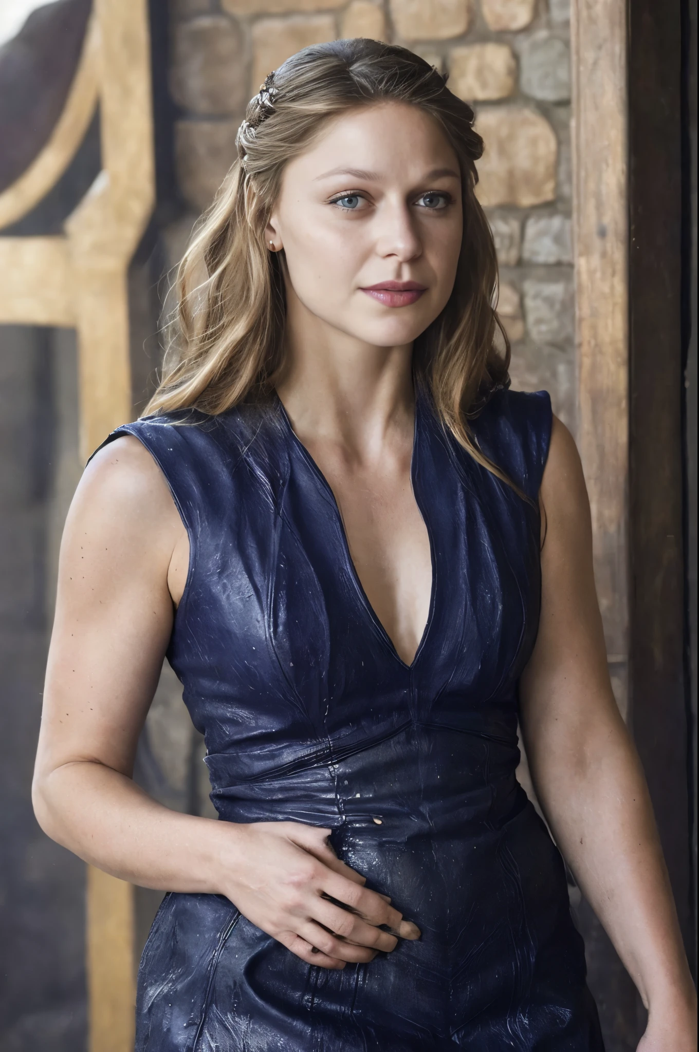 ( Photograph of Melissa Benoist as hot queen ) (random photo , full body shot, tall womayne Stone, Gorgeous Woman, Queen, queen lady, Lady of Winterfell, Wardeness of the North,) the de facto Lady of the Eyrie, 40 years Old, she  a Full growned mature lady now, beautiful mature lady, the queen, milf beauty, mature queen, a captivating woman, beautiful queen, empress, mediaeval queen, alluring appearance, unrivaled beauty, , mediaeval erotic costumes, a Game of Thrones-inspired costume, a close-up of a woman from the middle ages, scene from "Game of Throne," deep cleavage, warrior princess, healthy body, perfect thick body, attractive figure, fleshy body, style of "Game of Throne,", stunning woman, dress made of leather  clothe ( ( insanely detailed realistic skin texture, pores, wrinkles ,freckles) , realistic environment, detailed ultra realistic facial features perfect body parts, ( hyper photorealistic) )