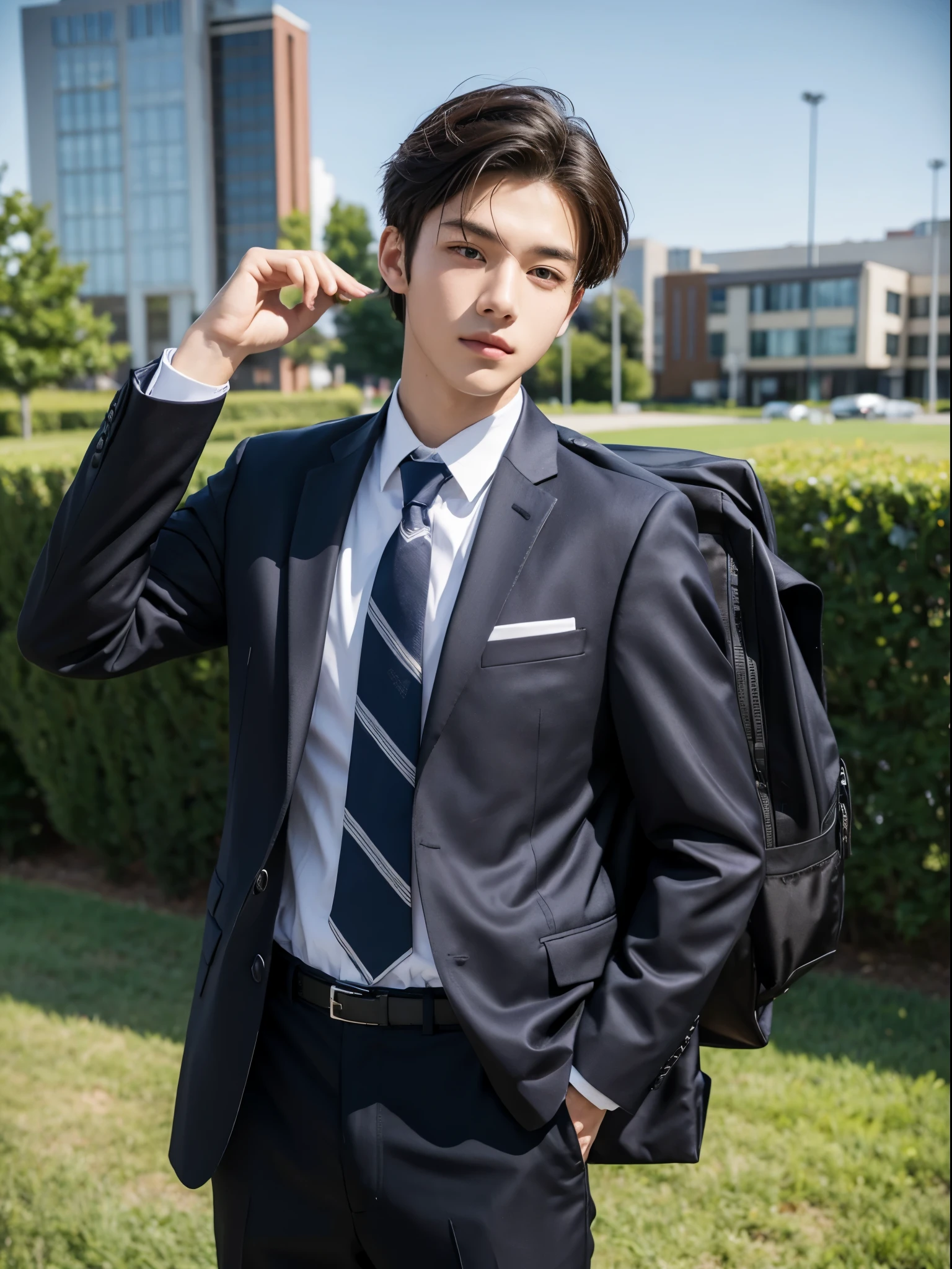 boy,  y.o, handsome, suit, tie, school field