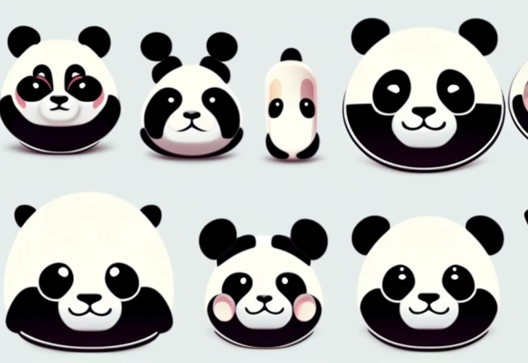 A giant panda,emoj,anthropomorphic styles,differentemotions,Multiple pos and expressions,style cute