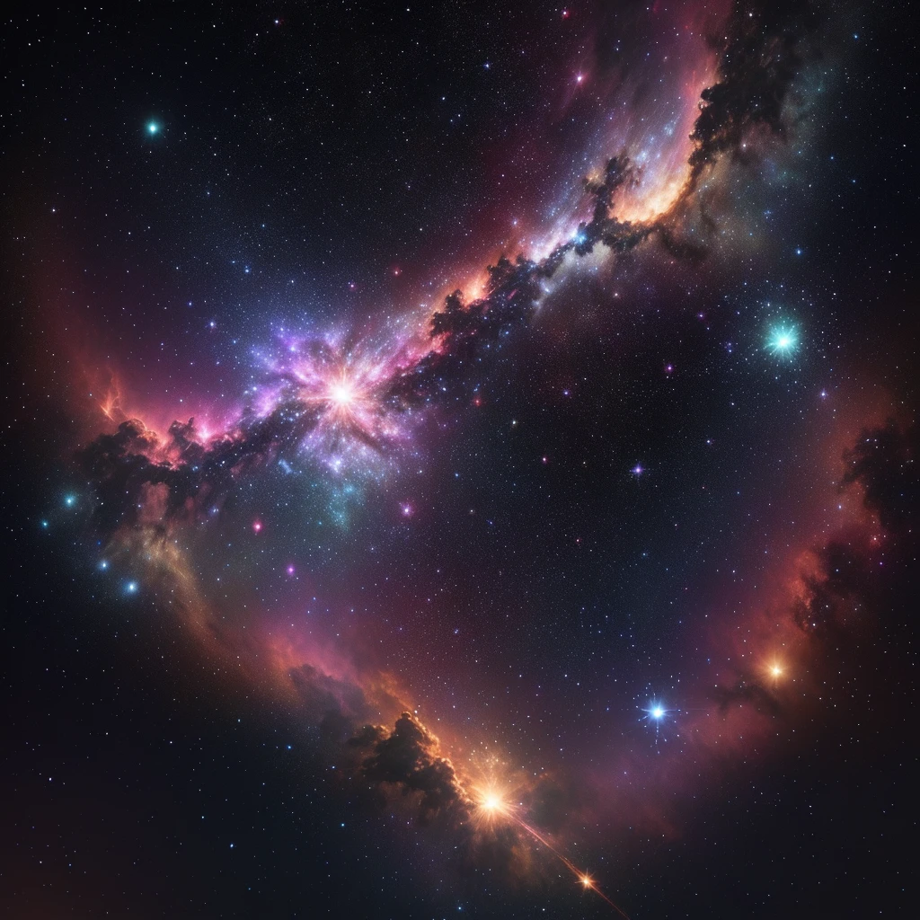 Nebula star clusters bloom like flowers in the universe, masterpiece, best quality, high quality, epic composition, very detailed CG unity 8k wallpaper, award winning photography, bokeh, depth of field, HDR, chromatic aberration, photorealism , very detailed, trending on art station, intricate, high detail, dramatic, midway art, volumetric lighting --v 6