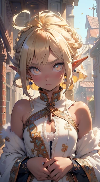 cute loli elf,(((little ,tiny little body,little))),(((6 years old))),((anime elf  with extremely cute and beautiful blonde hair)), (((elf))), (((elf earlat chest))),((((blonde hair:1.35,messy blonde hair,colored inner hair,ear breathing)))),(((gold_eyes:1.3))),intricate eyes,beautiful detailed eyes,symmetrical eyes,big eyes:1.5,(((lustrous skin:1.5,bright skin: 1.5,skin tanned,shiny skin,very shiny skin,shiny body,plastic glitter skin,exaggerated shiny skin,illuminated skin))),(delicate detailed fingers,detailed body,(detailed face)),

cute,slutty,erotic,daring,((nsfw)),

zettai ryouiki,revealing clothing,show skin,(((Sexy ivory fur coat, ivory fur coat outfit, wearing a ivory fur coat:1.3,ivory winter coat))), ((ivory mini-skirt,ivory mini skirt with furry edge,visible thong straps)),((underpants strap)),(white gloves,ivory clothes,semi-naked,with little ivory clothing,((((furry edge clothing)))),(((intricate outfit,intricate clothes,embroidered outfit,ornate outfit,embroidered clothes,ornate clothes))),

(dynamic pose:1.0),embarrassed,(centered,scale to fit dimensions,Rule of thirds),

inside,indoor,((cozy gothic room)),scenery:1.25,((intricate scenery)),((winter decorations)),Christmas tree,

(Glossy winter ornaments),highres,sharp focus,(ultra detailed,extremely detailed),(photorealistic artwork:1.37),(extremely detailed CG unity 8k wallpaper),(((vibrant colors,vibrant theme))),(intricate),(masterpiece),(best quality),
