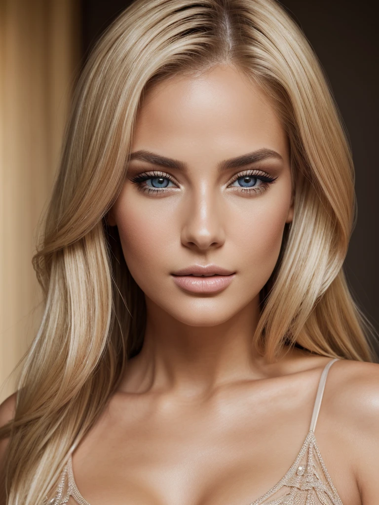 Naked beautiful blonde girl with big tits with gold crown
