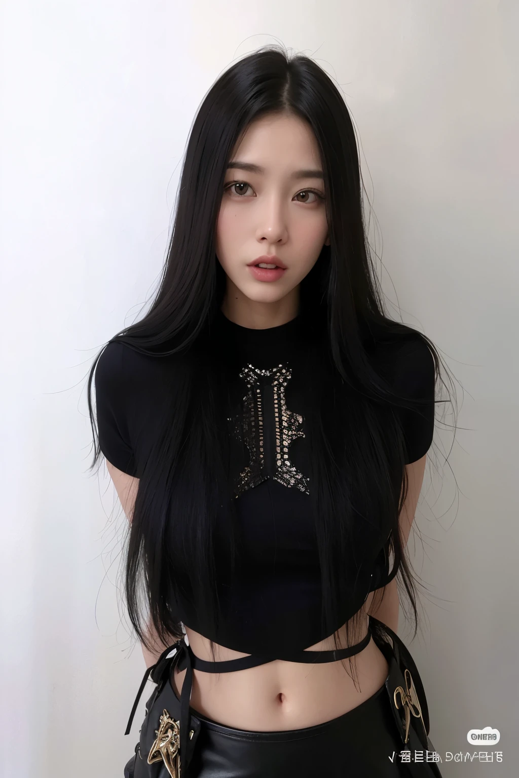 arafed woman with cabelos pretos longos wearing a black top and black leather skirt, cruel korean goth girl, cabelos pretos longos e finos, com longos cabelos escuros, with cabelos pretos longos, com cabelos longos, detailed cabelos pretos longos, cabelos longos escuros, light cabelos longos escuros. apathetic, Cabelos longos de corvo, female with cabelos pretos longos, cabelos pretos longos